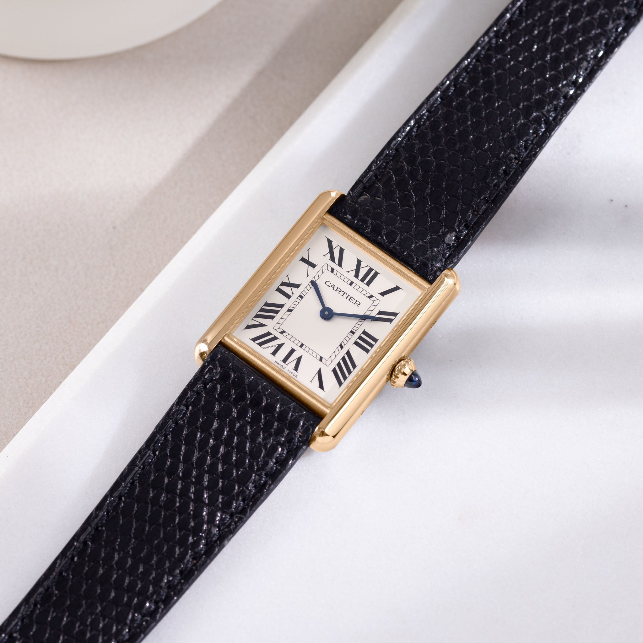 Strap for Cartier Tank Louis (2021-2024) - The Slim Black Lizard