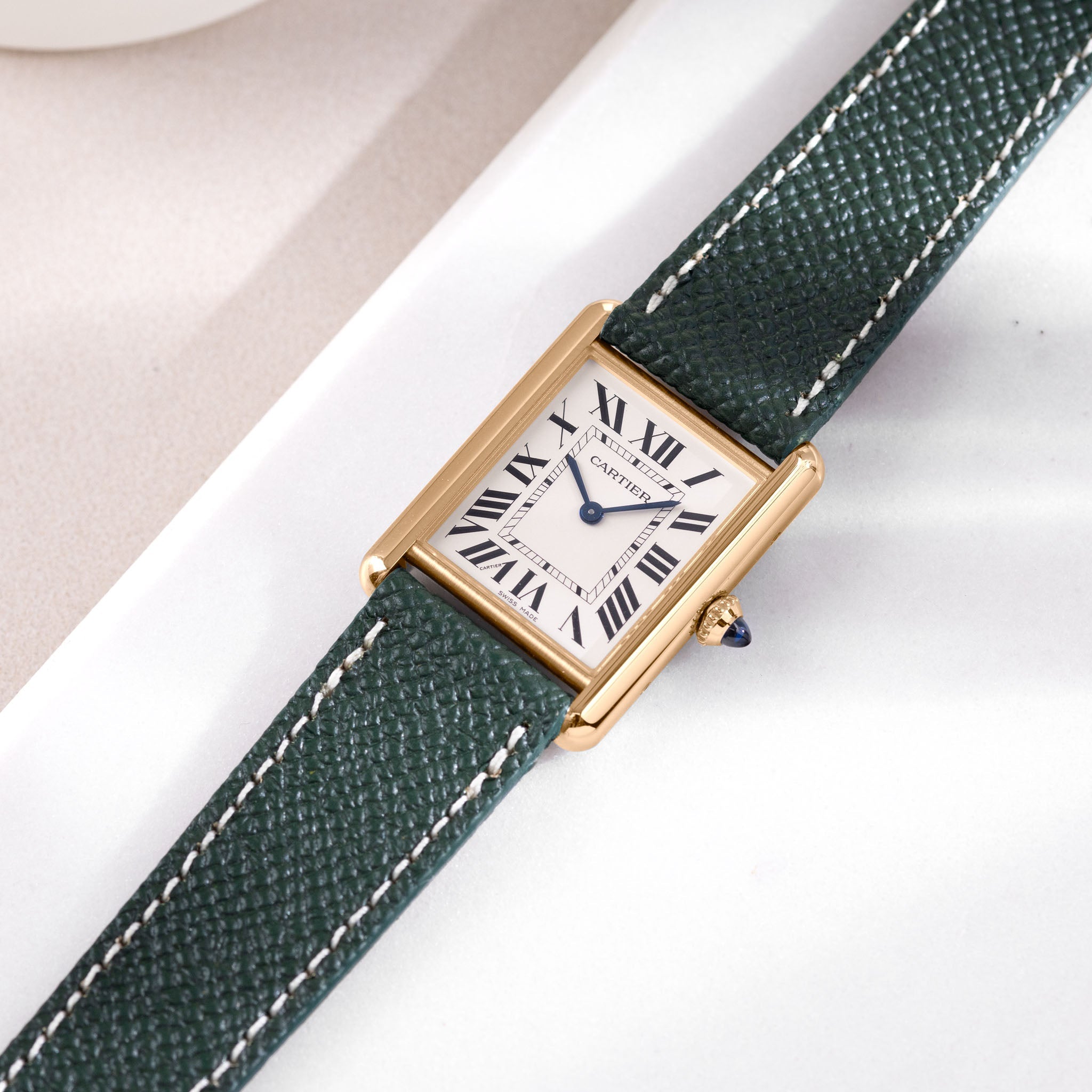 Strap for Cartier Tank Louis (2021-2024) - The Epsom Dark Green