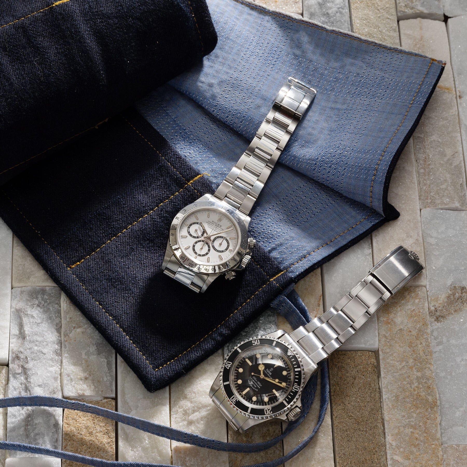 Blue Japanese Denim 6 Watches Roll