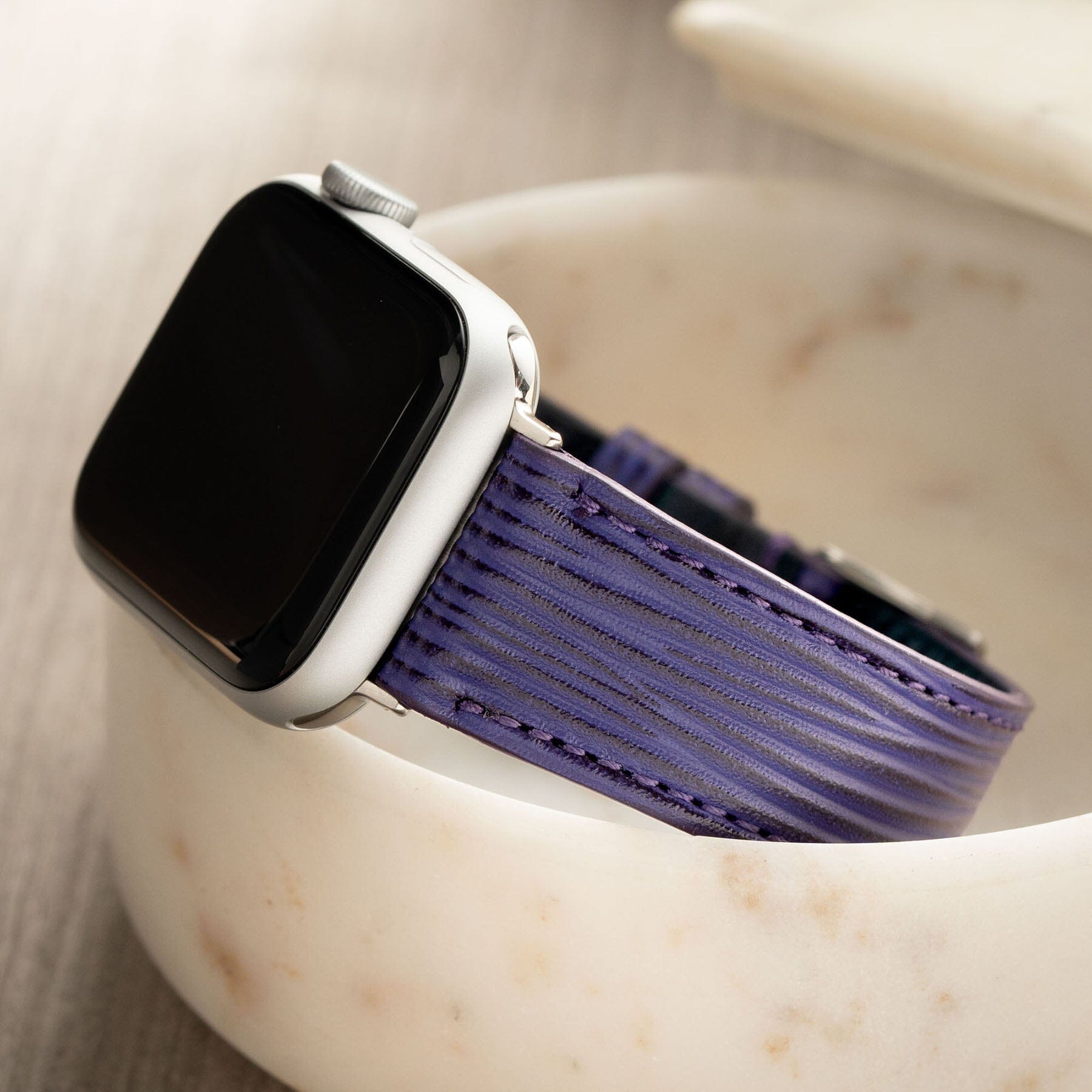 Grape Boarded Leather Watch Strap