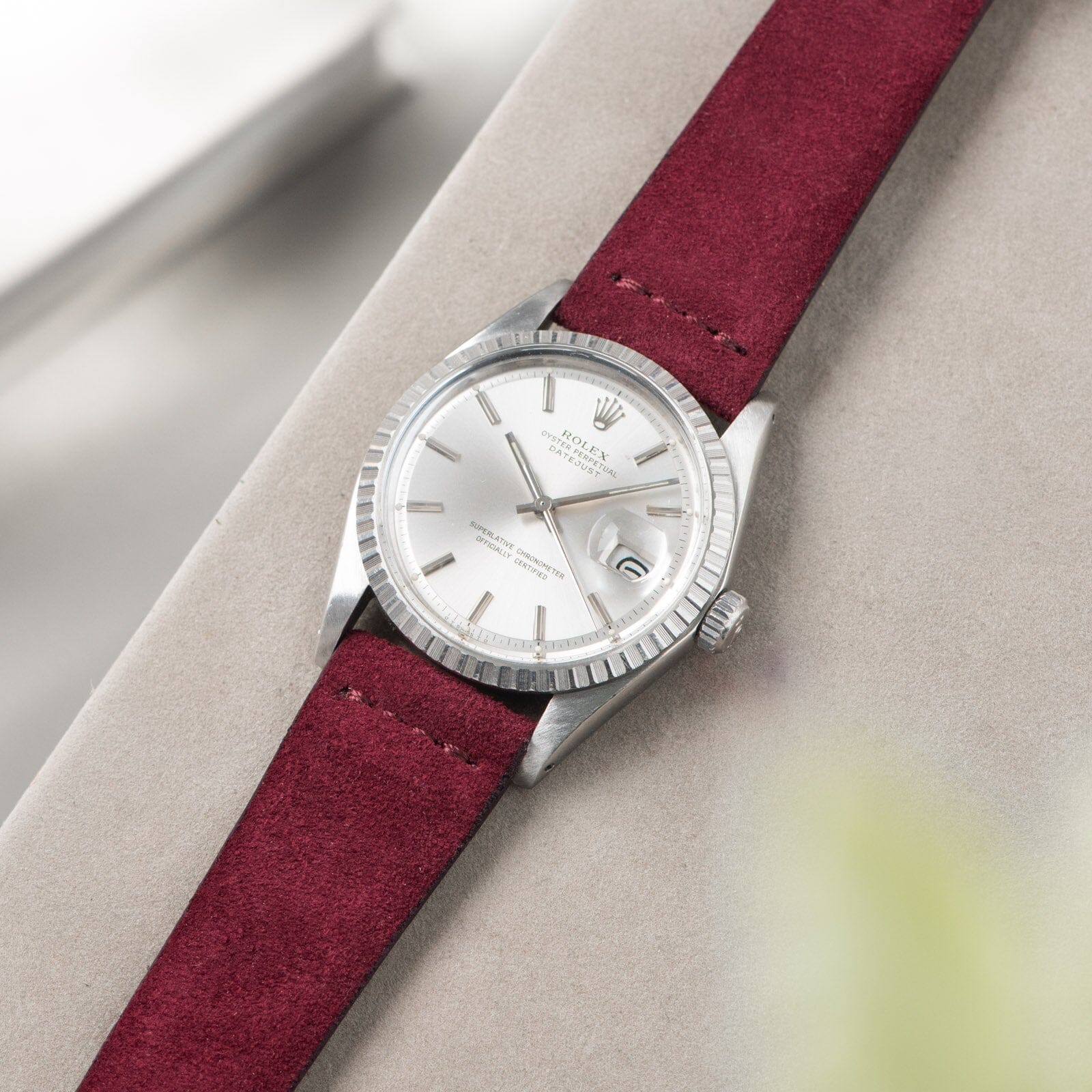 Burgundy Red Silky Suede Leather Watch Strap