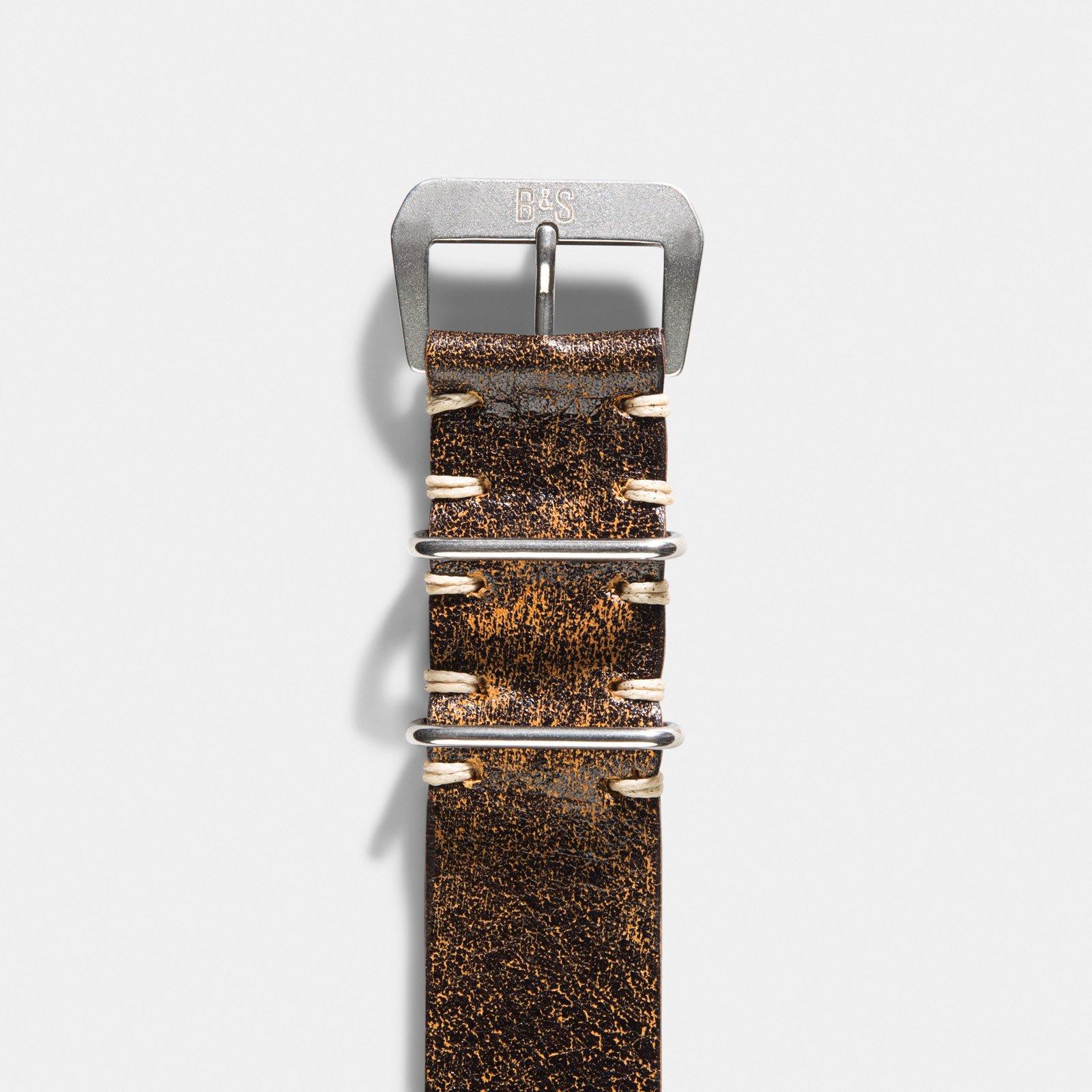 Woodie Brown Single Pass Leather Watch Strap