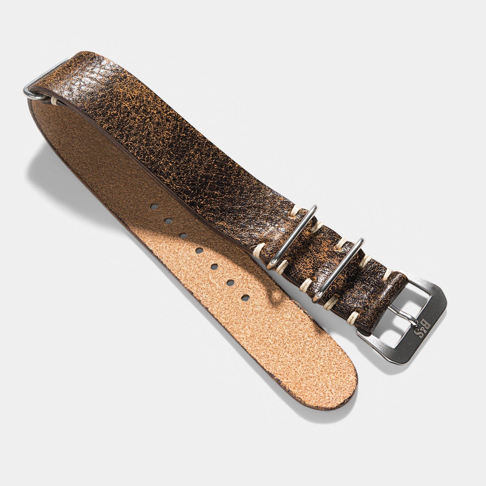 Woodie Brown Single Pass Leather Watch Strap