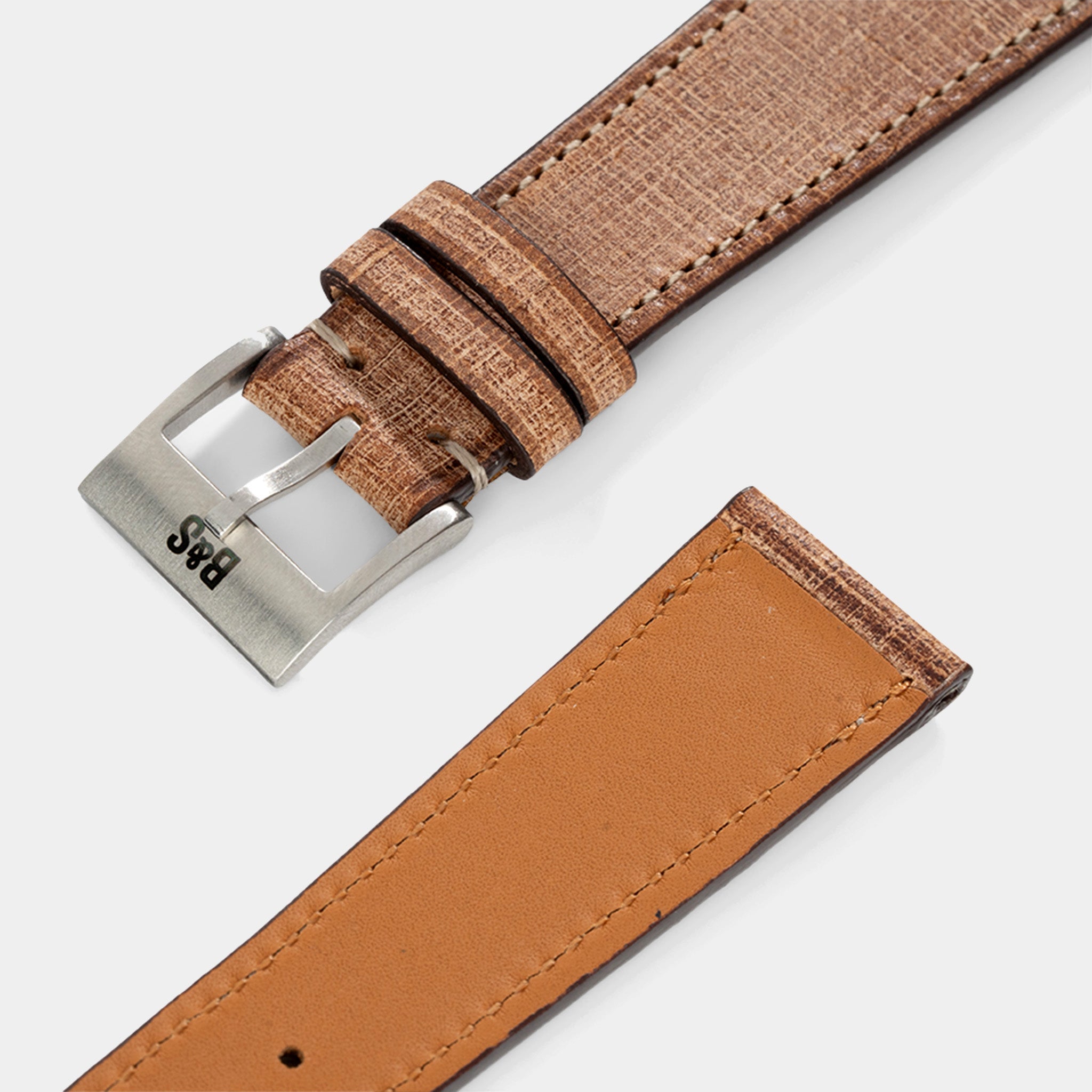 Linen Leather Watch Strap - Elegant Brown