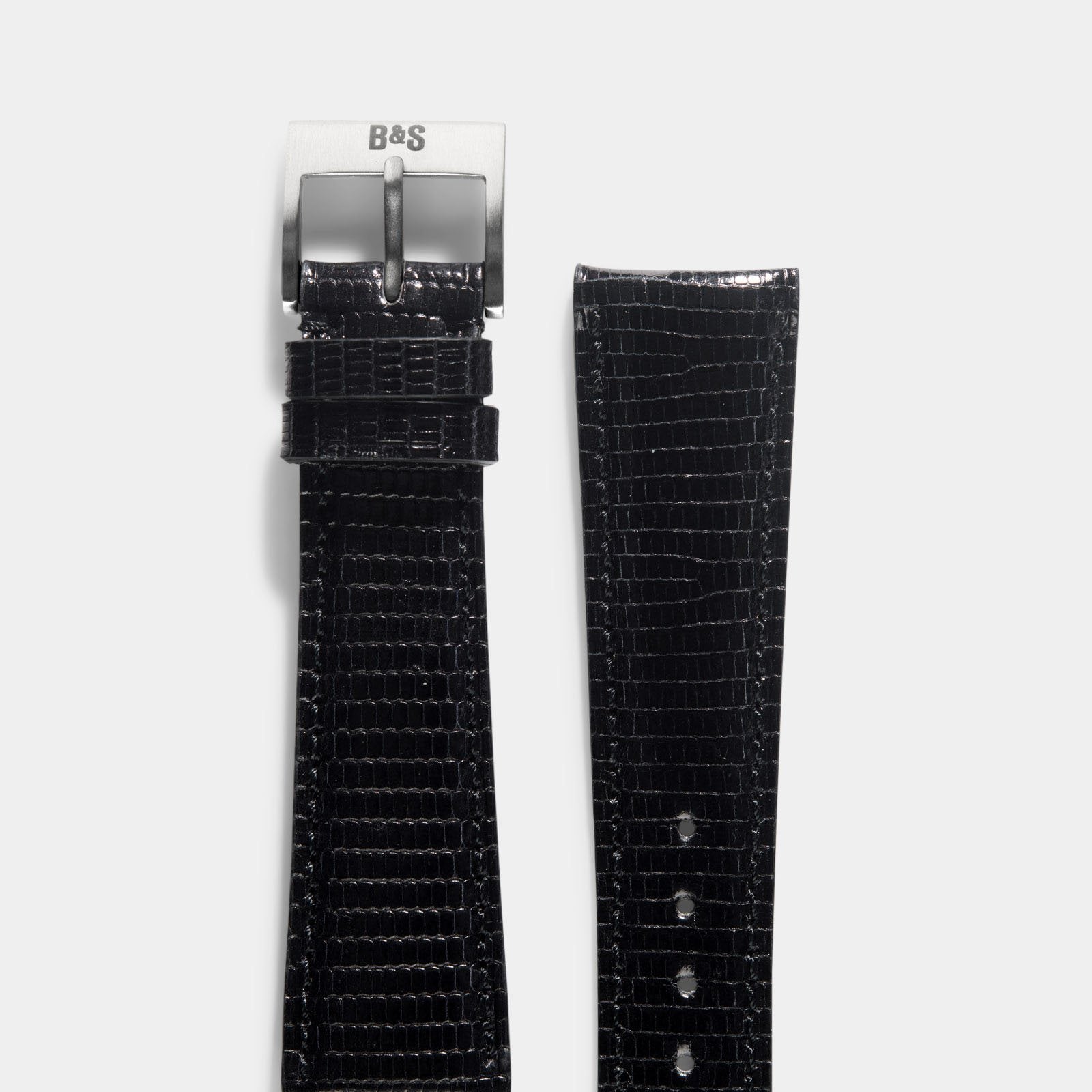 Brilliant Black Lizard Leather Watch Strap