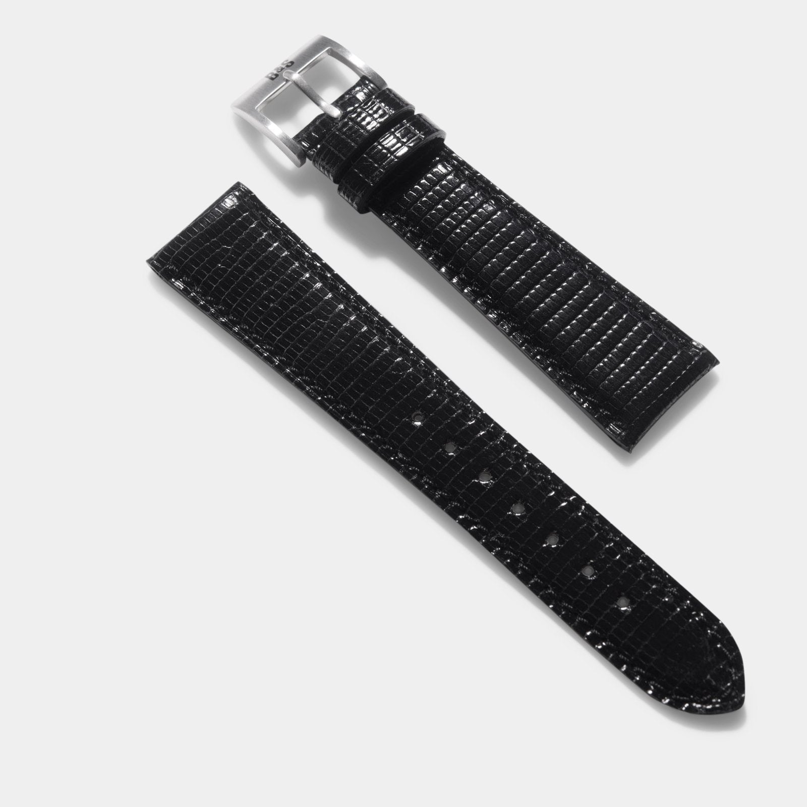 Brilliant Black Lizard Leather Watch Strap