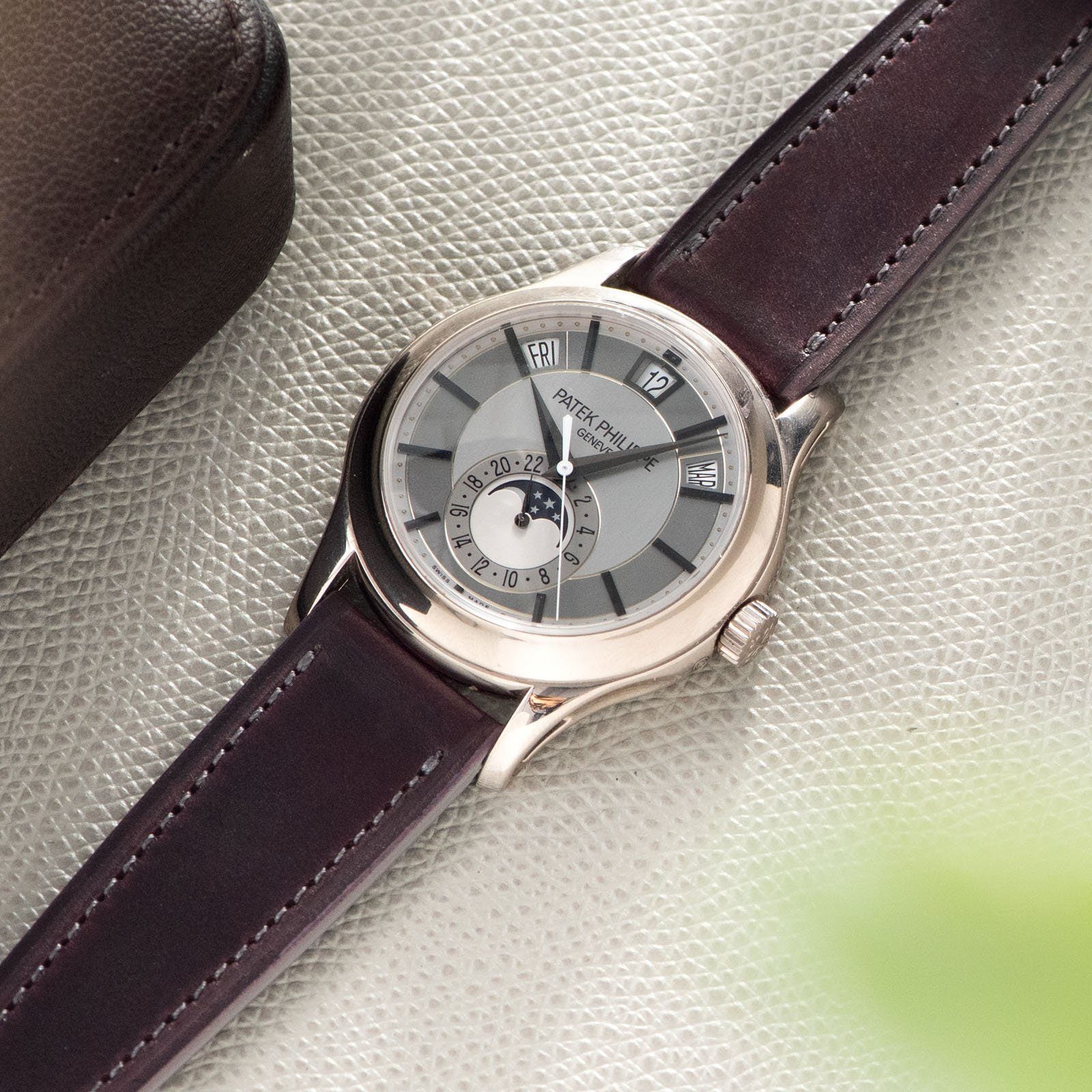 St. Émilion Brown Leather Watch Strap Patek Annual Calendar