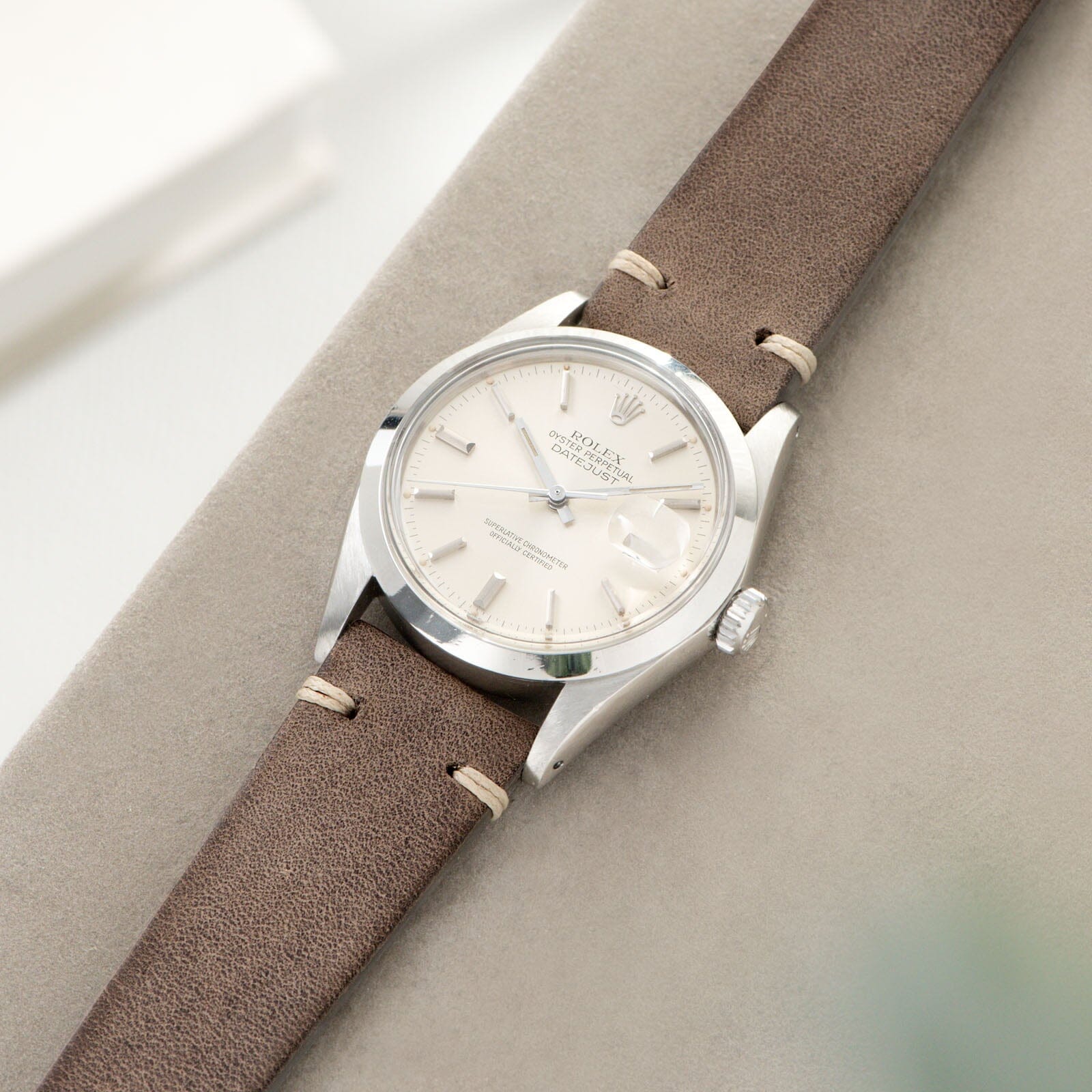 Smoke Grey Leather Watch Strap