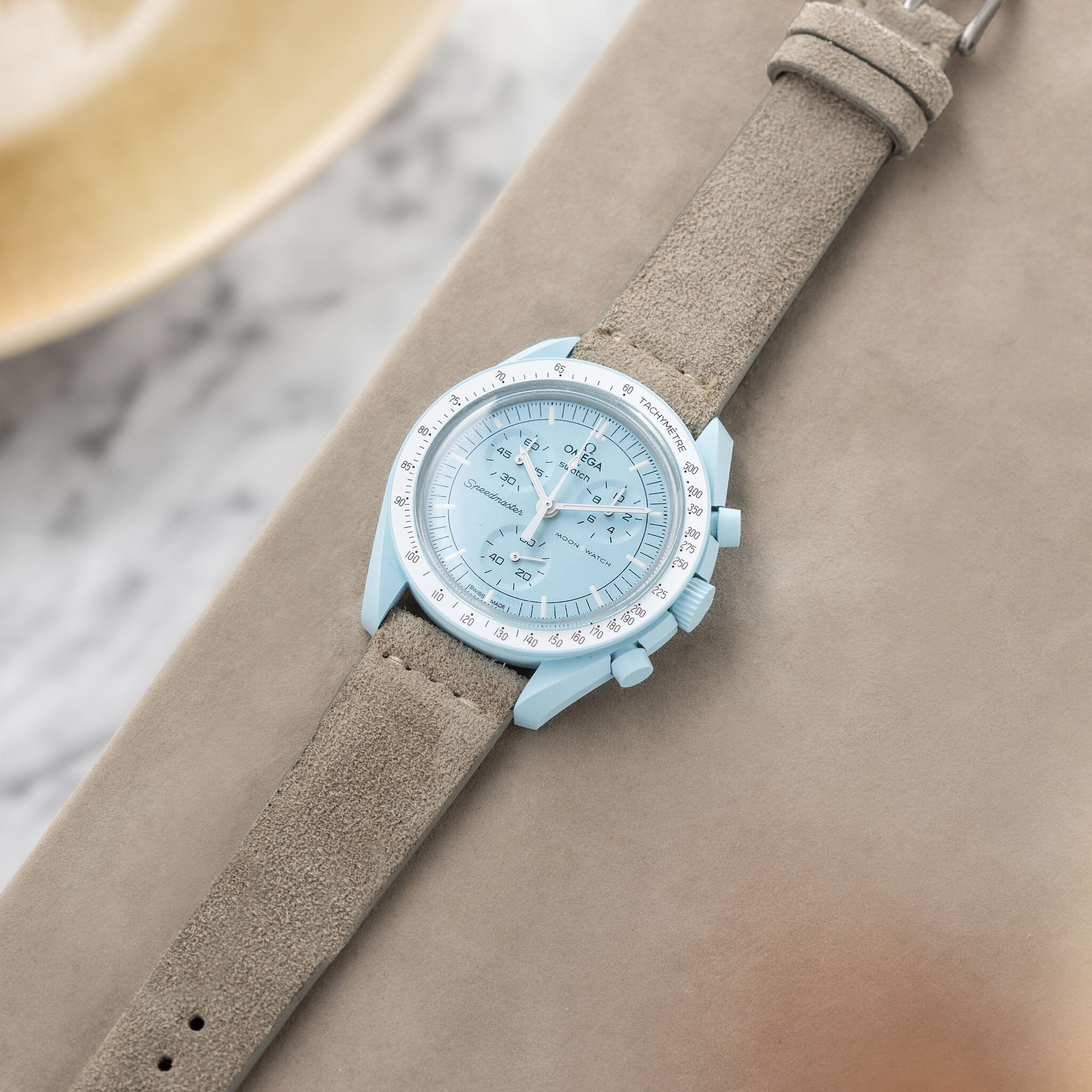 Concrete Grey Silky Suede Leather Watch Strap