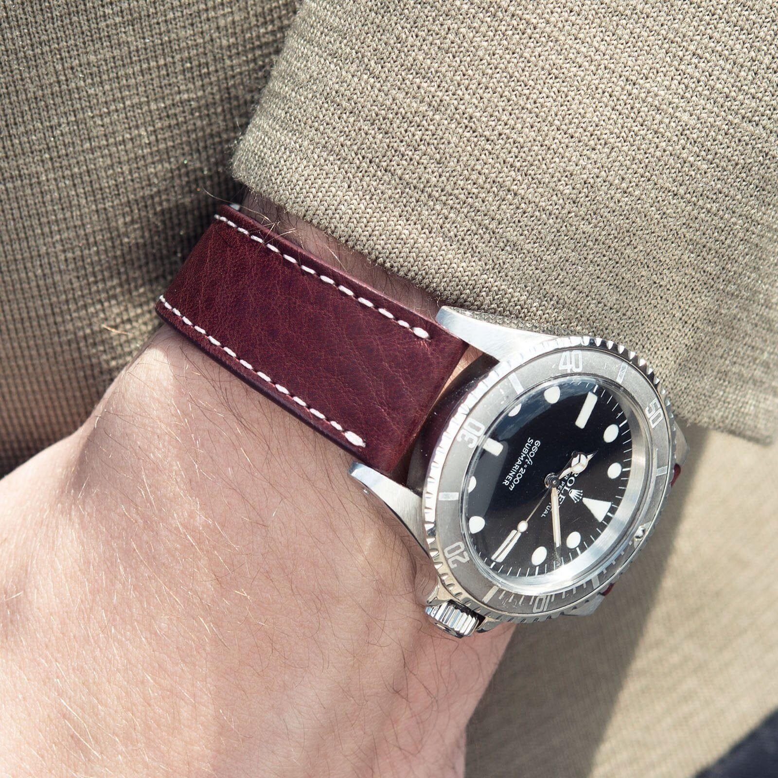 Burgundy Red Leather Watch Strap