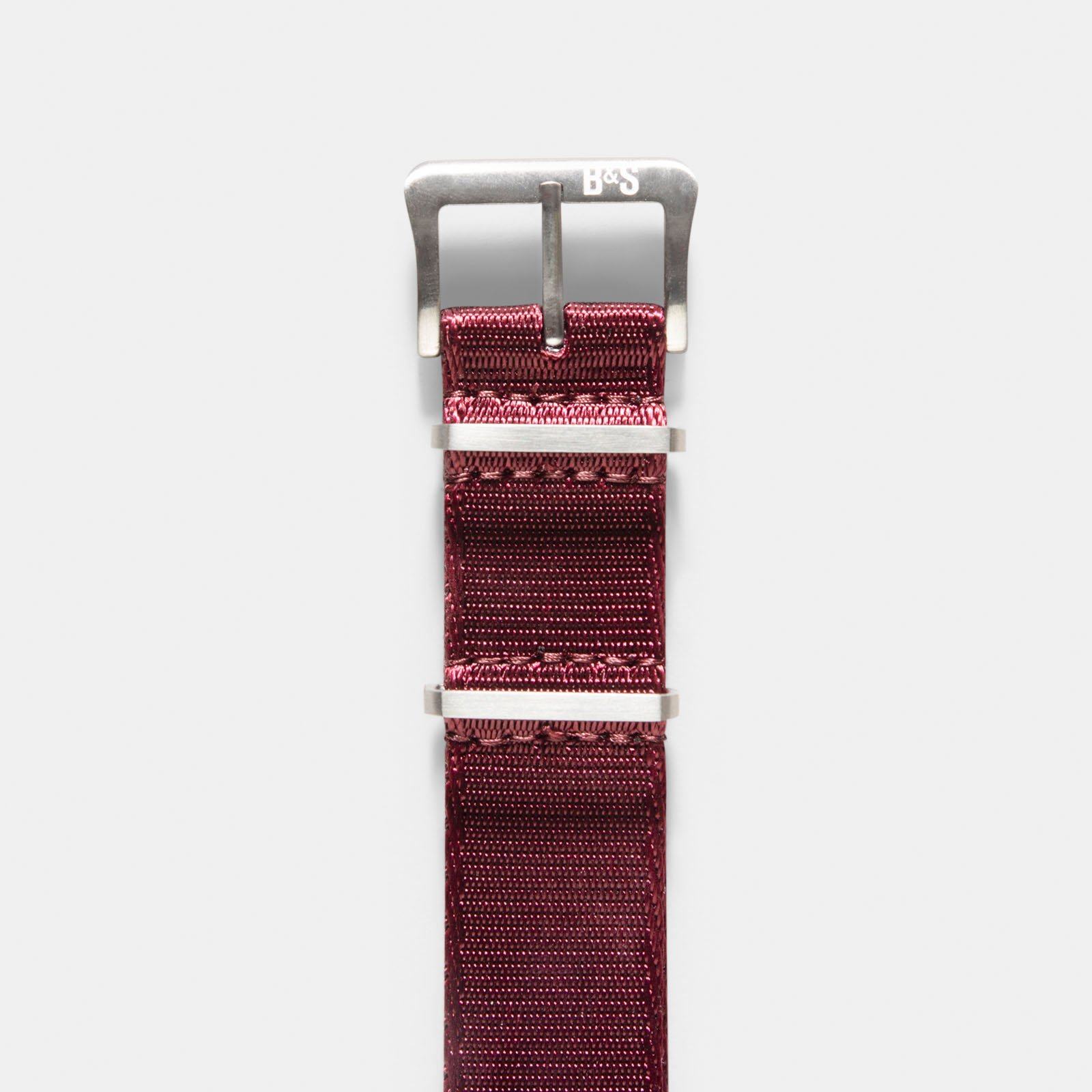 Deluxe Nylon Single Pass Watch Strap Burgundy Red