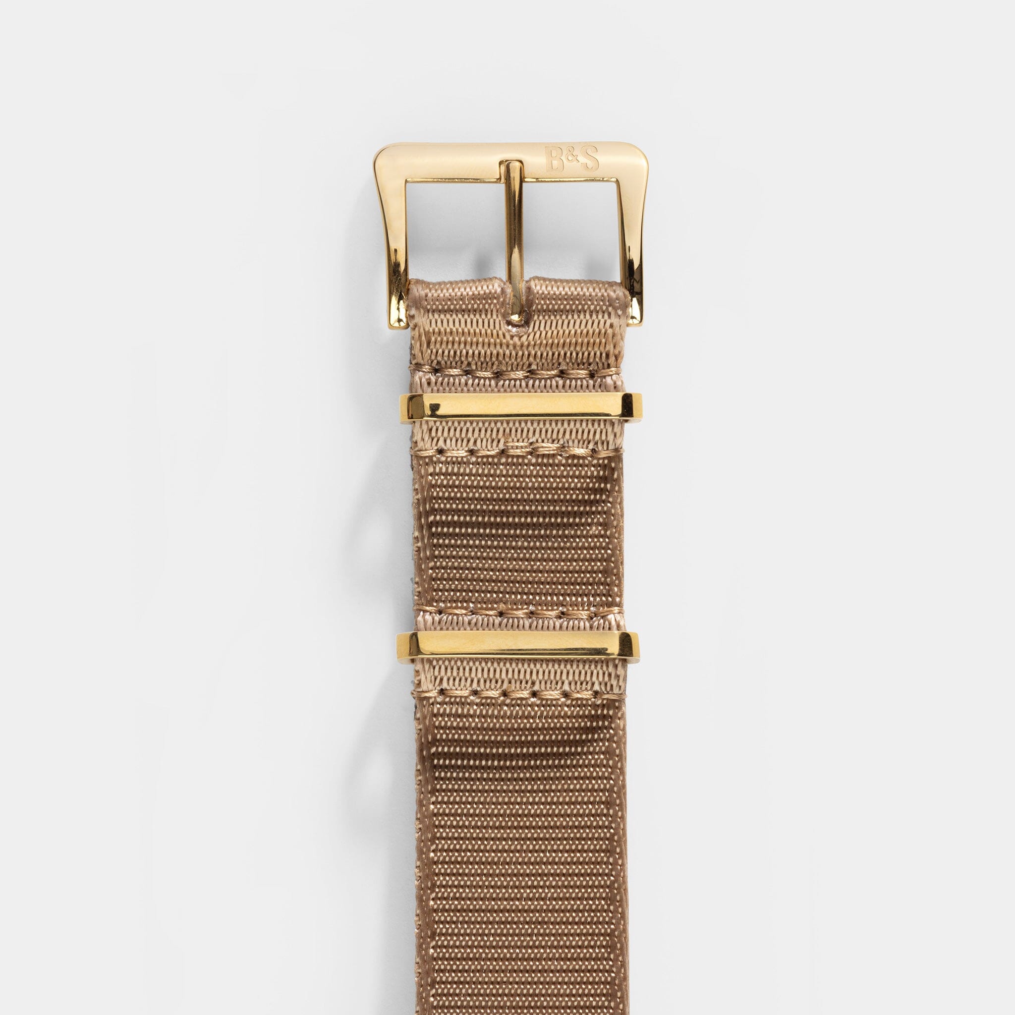 Deluxe Nylon Single Pass Watch Strap Coyote Brown - Gold