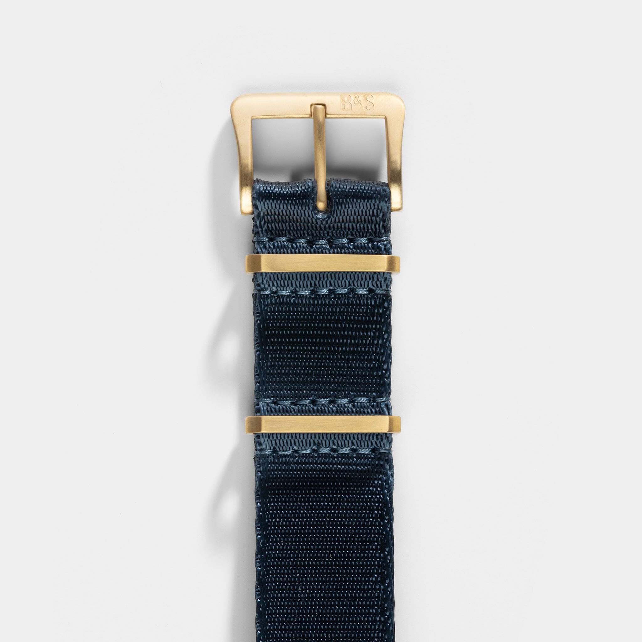 Deluxe Nylon Single Pass Watch Strap Navy Blue - Gold Brushed