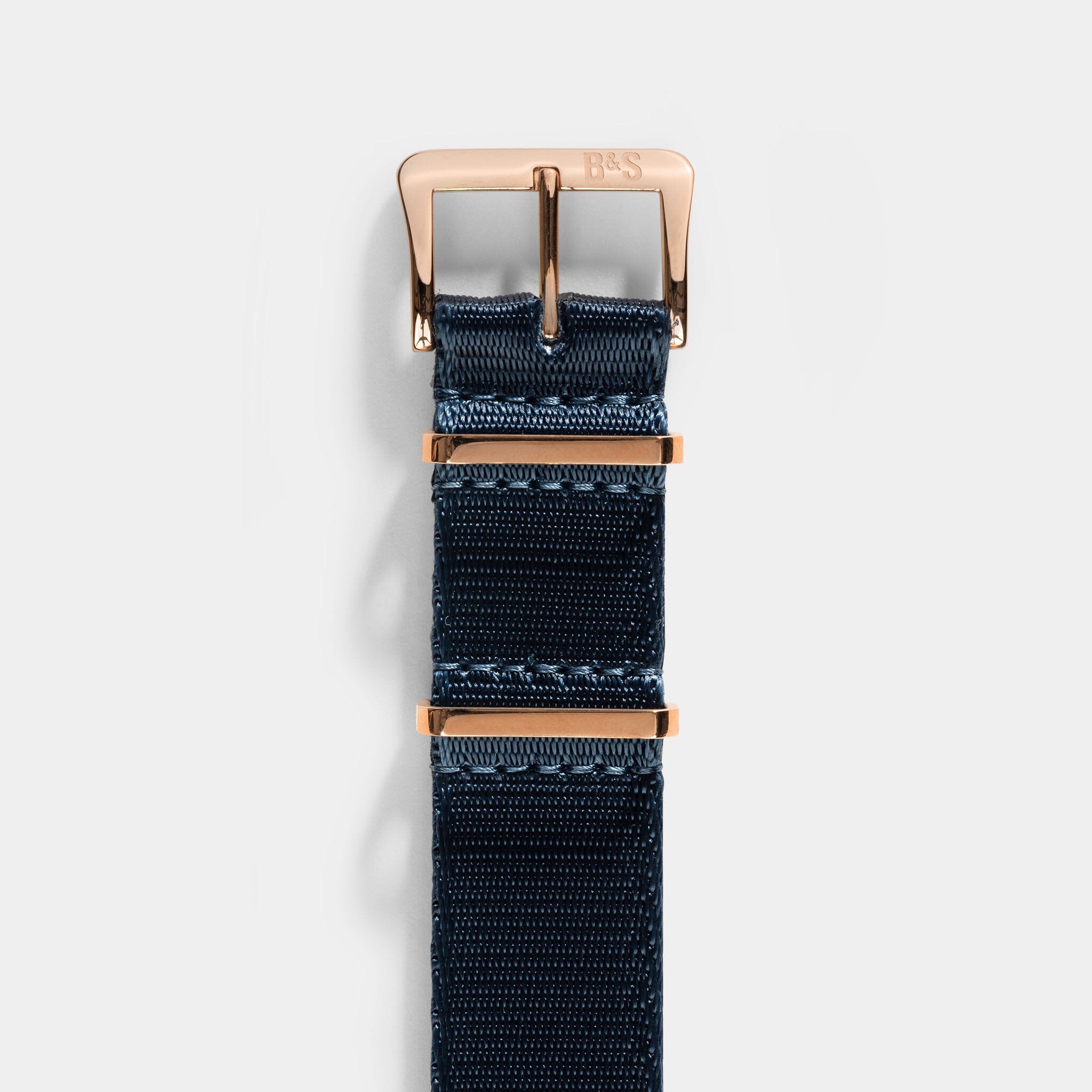 Deluxe Nylon Single Pass Watch Strap Navy Blue - Rose Gold