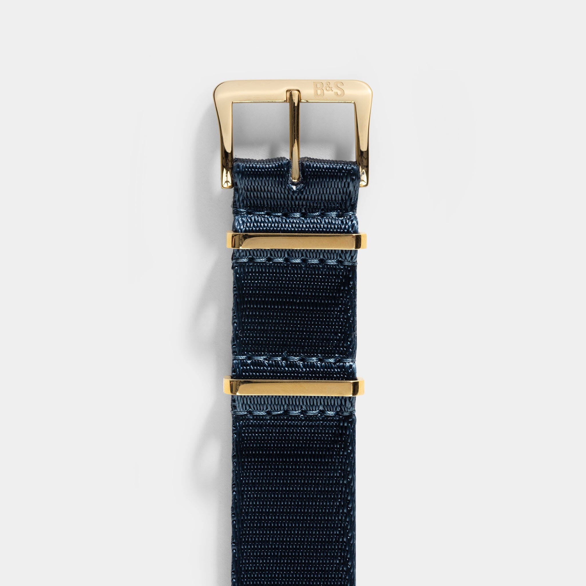 Deluxe Nylon Single Pass Watch Strap Navy Blue - Gold