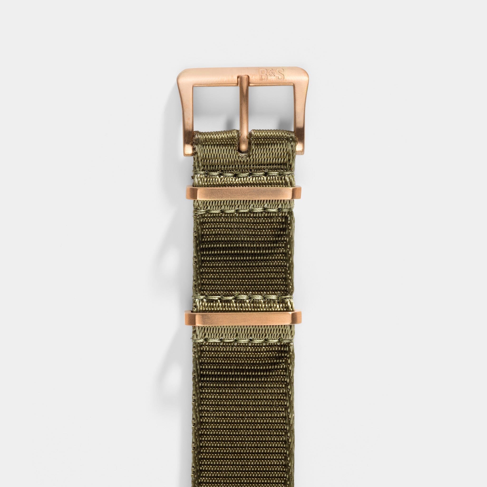 Deluxe Nylon Single Pass Watch Strap Olive Drab Green - Rose Gold Brushed