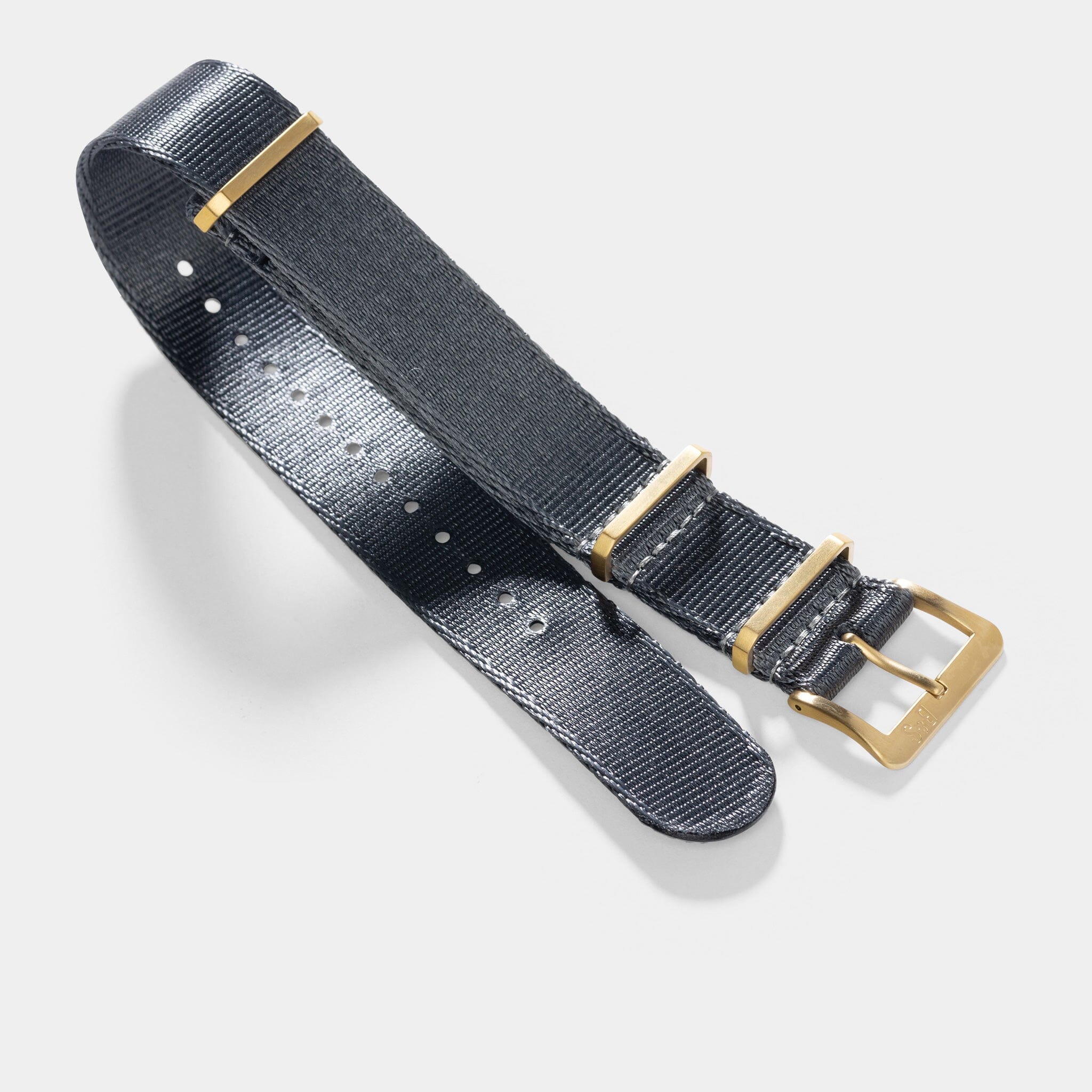 Deluxe Nylon Single Pass Watch Strap Pure Grey - Gold Brushed