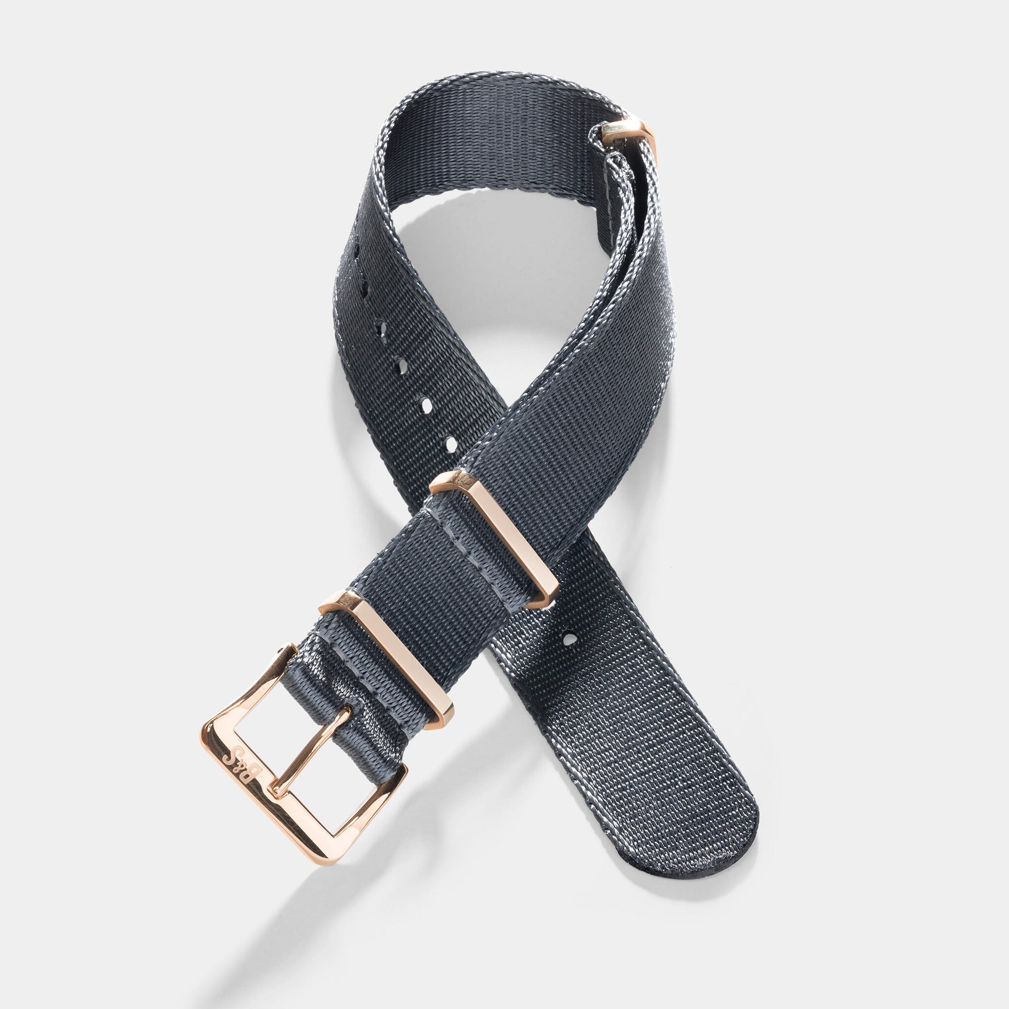 Deluxe Nylon Single Pass Watch Strap Pure Grey - Rose Gold