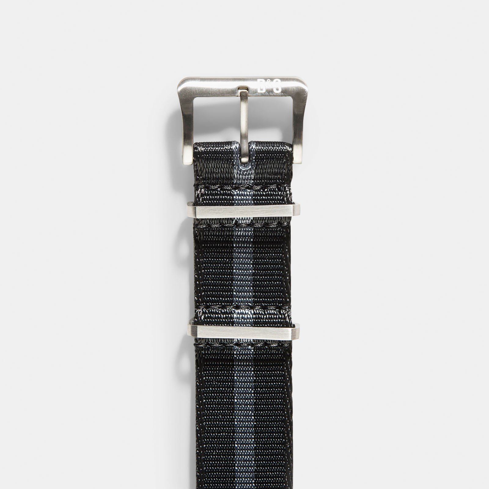 Deluxe Nylon Single Pass Watch Strap Black One Stripe Grey