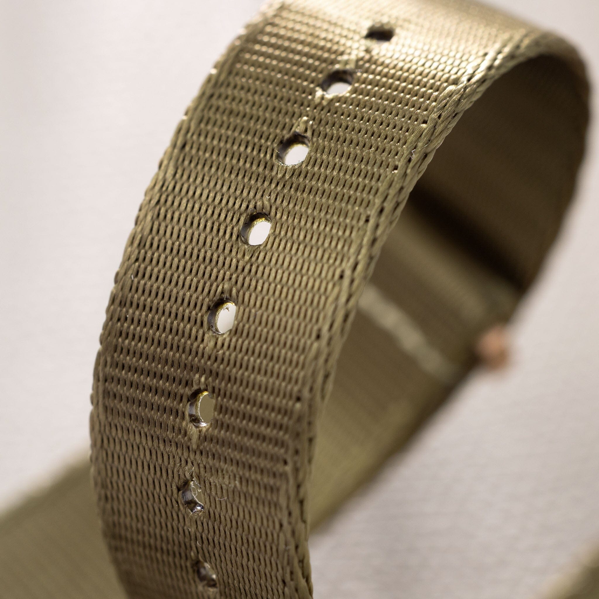 Deluxe Nylon Single Pass Watch Strap Olive Drab Green - Gold