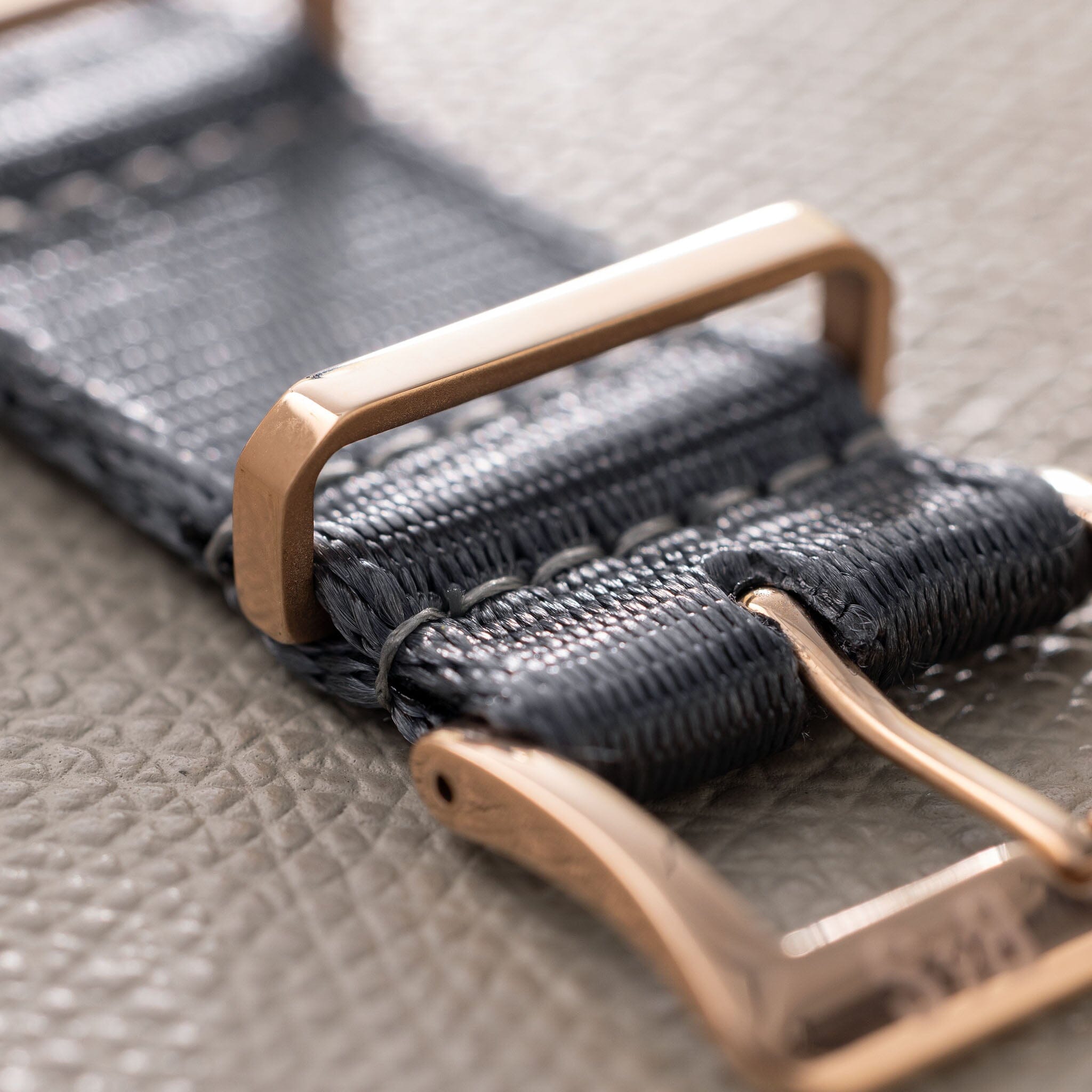 Deluxe Nylon Single Pass Watch Strap Pure Grey - Rose Gold