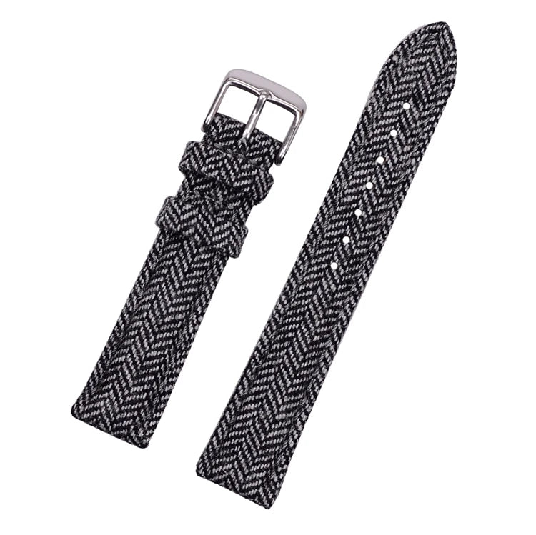 Black Tweed Leather Watch Strap