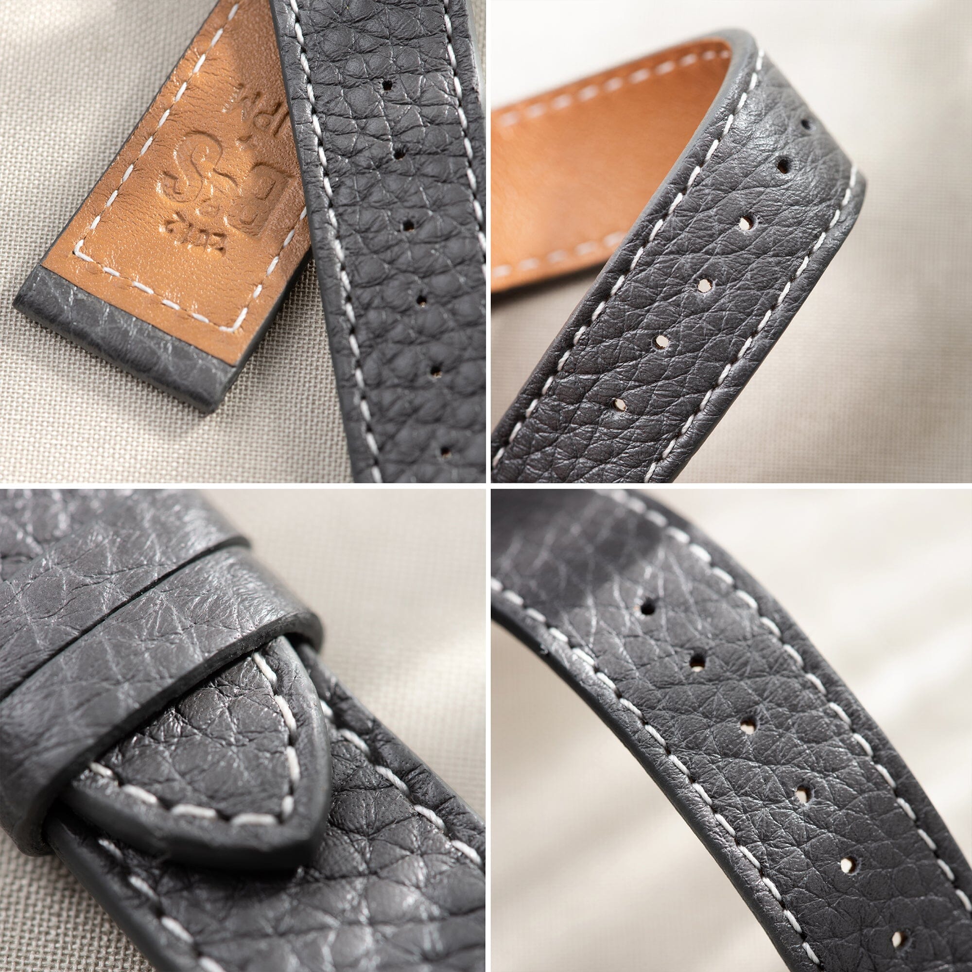 Elephant Grey Leather Watch Strap