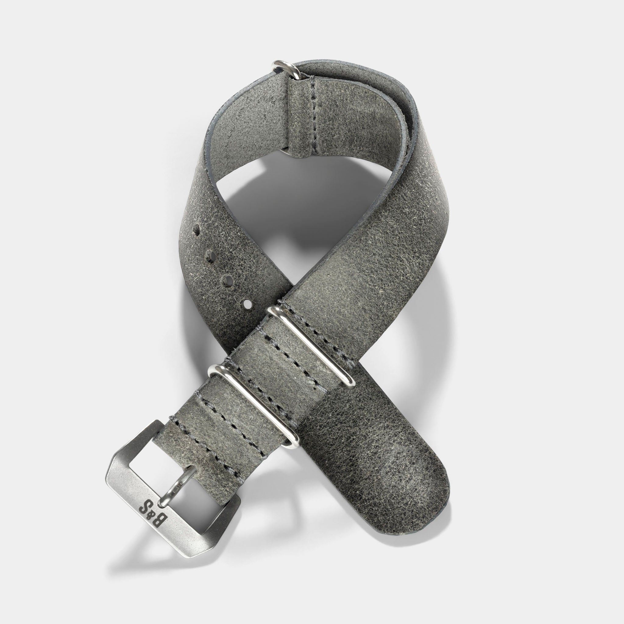 Mayfair Grey Single Pass Leather Watch Strap