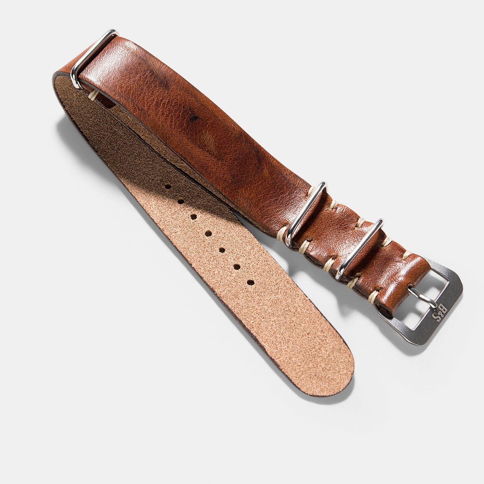 Siena Brown Single Pass Leather Watch Strap