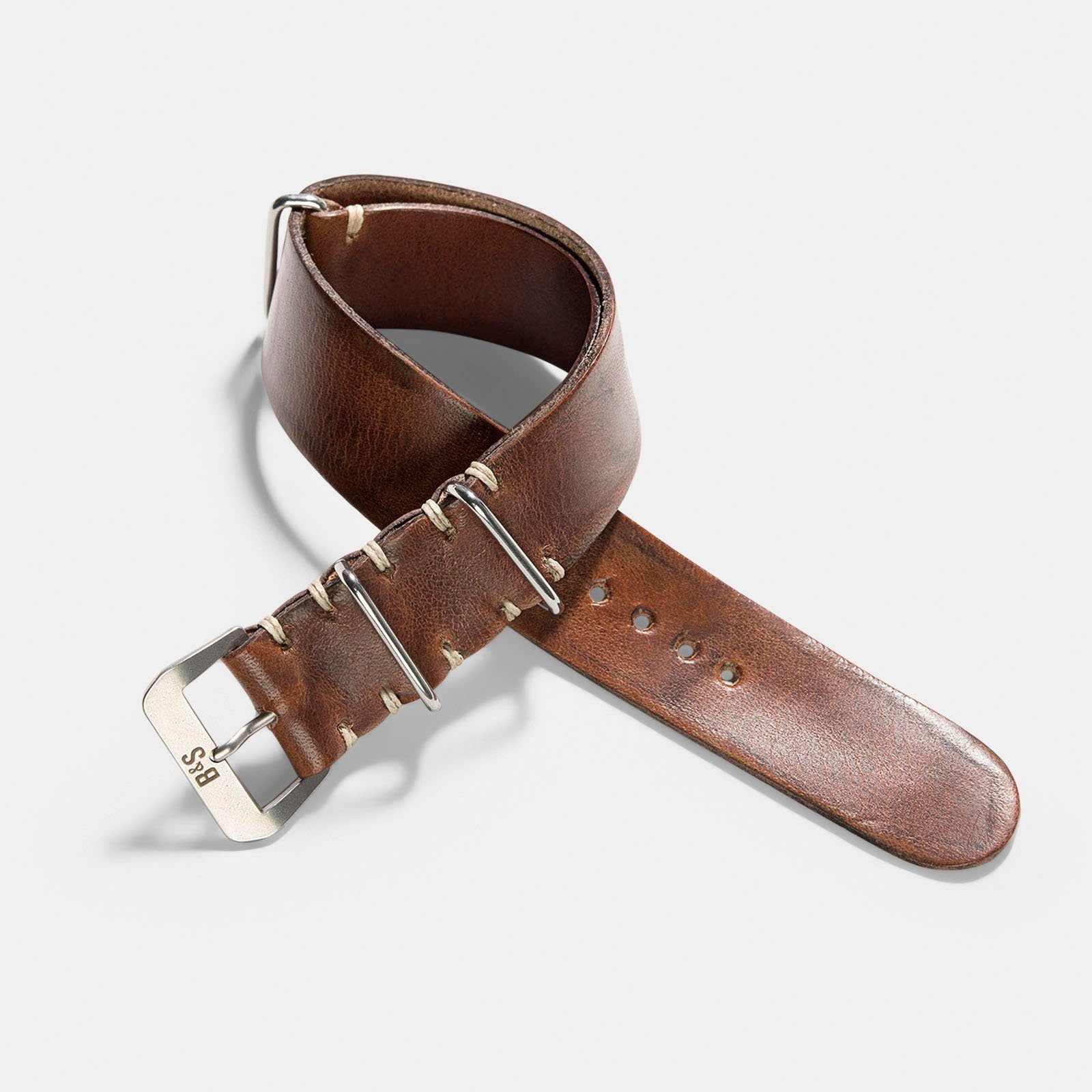 Siena Brown Single Pass Leather Watch Strap