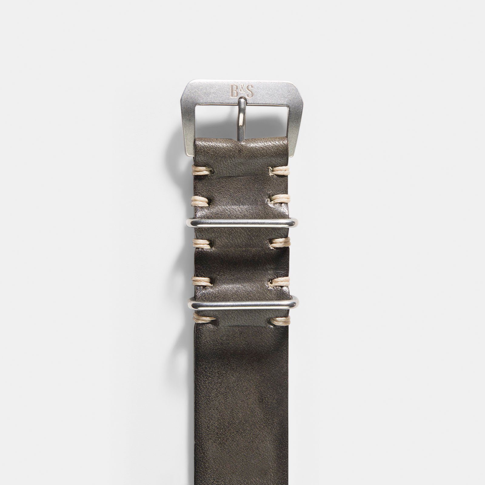 Piombo Grey Single Pass Leather Watch Strap