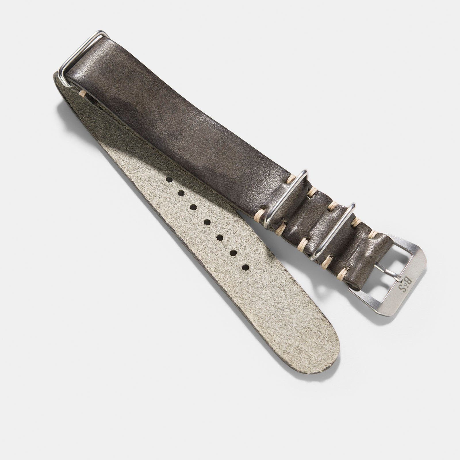 Piombo Grey Single Pass Leather Watch Strap