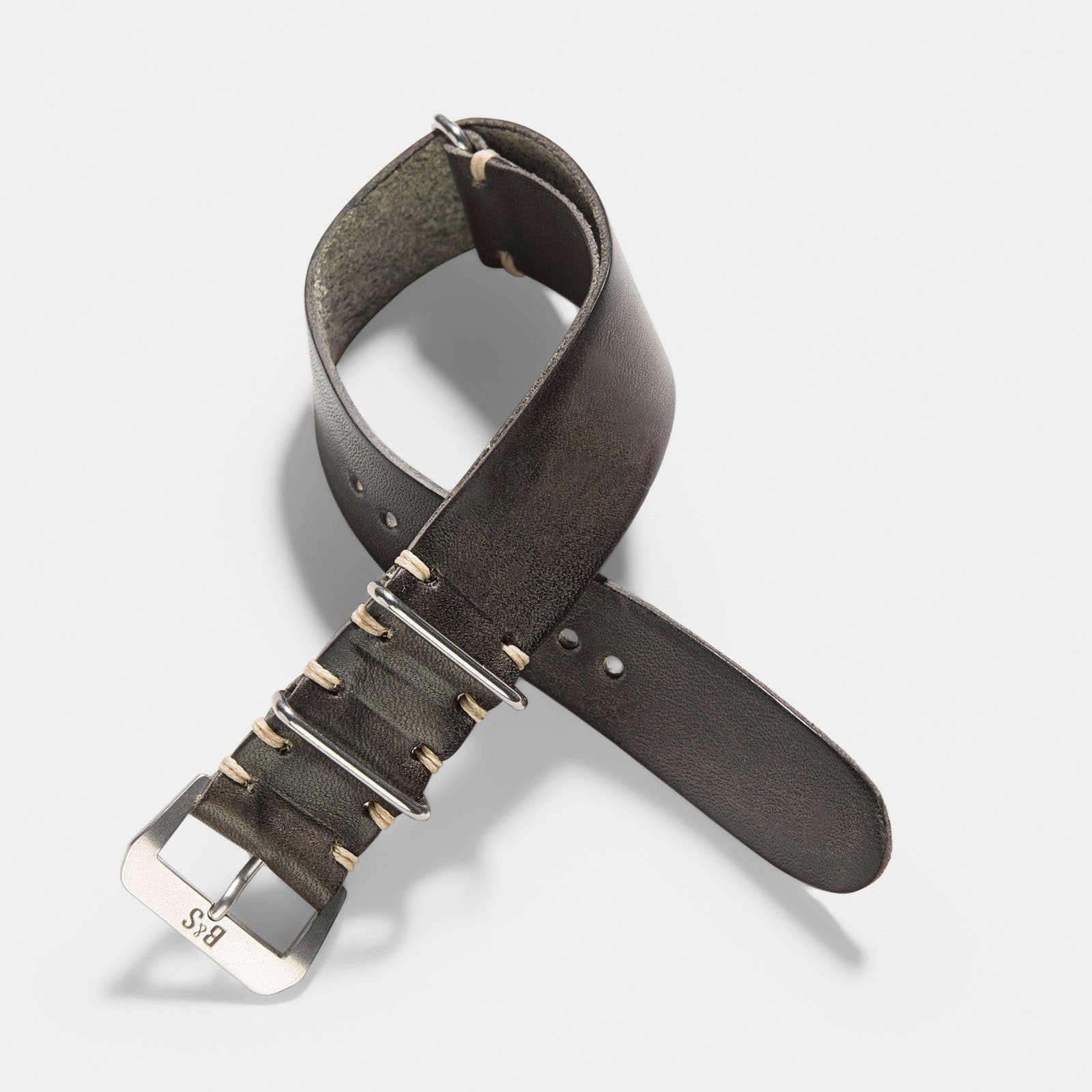 Piombo Grey Single Pass Leather Watch Strap