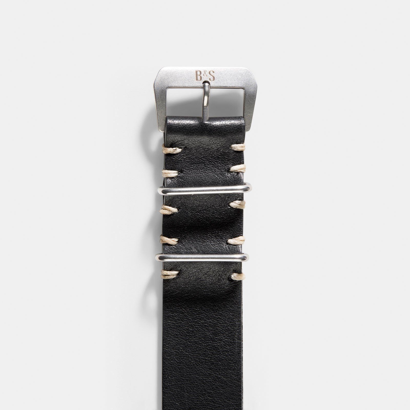 Black Single Pass Leather Watch Strap