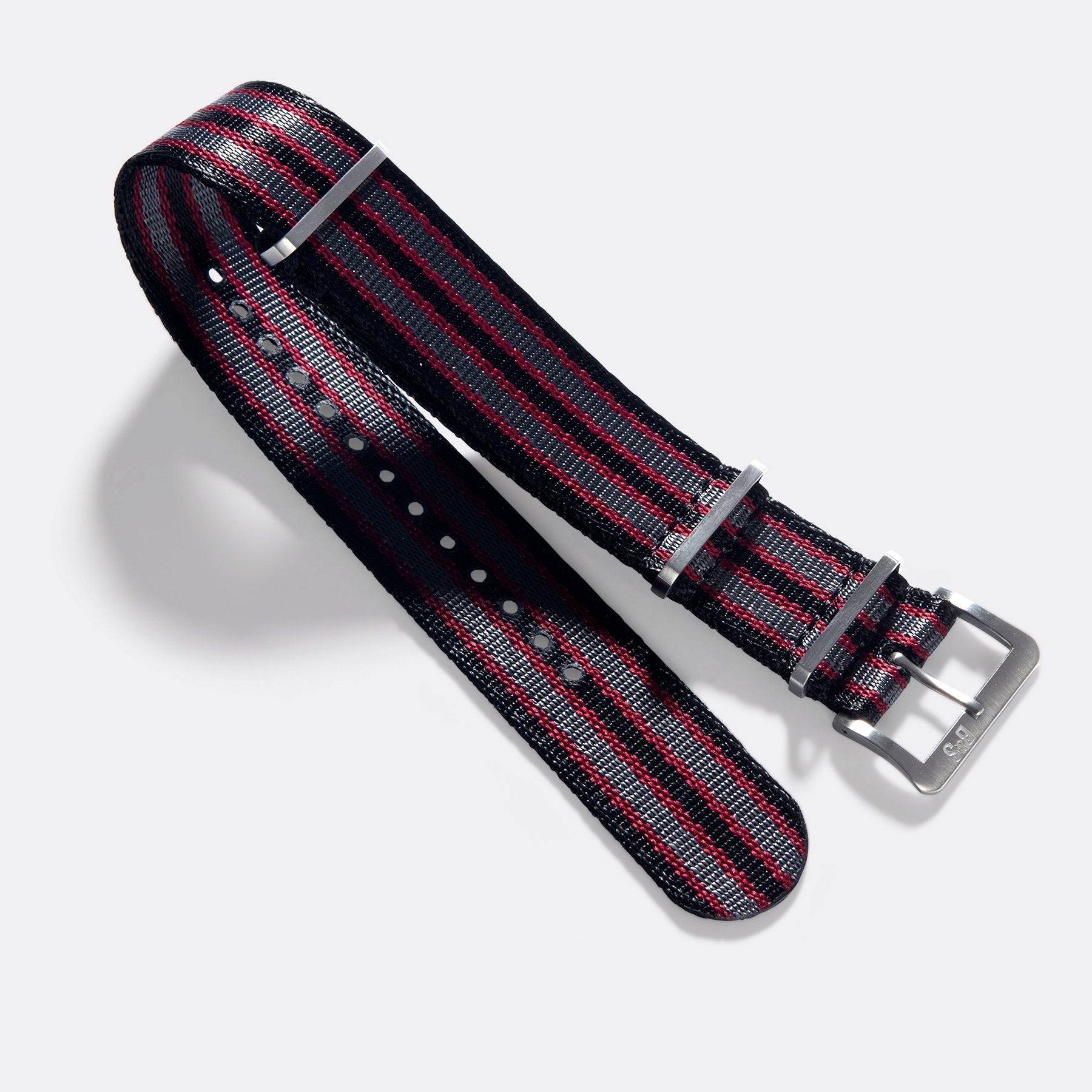 Deluxe Nylon Single Pass Watch Strap Grey Bordeau