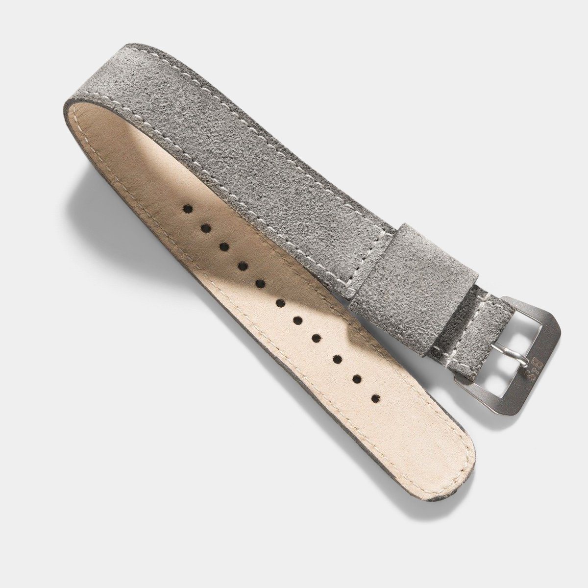 Single Pass Rugged Grey Leather Watch Strap