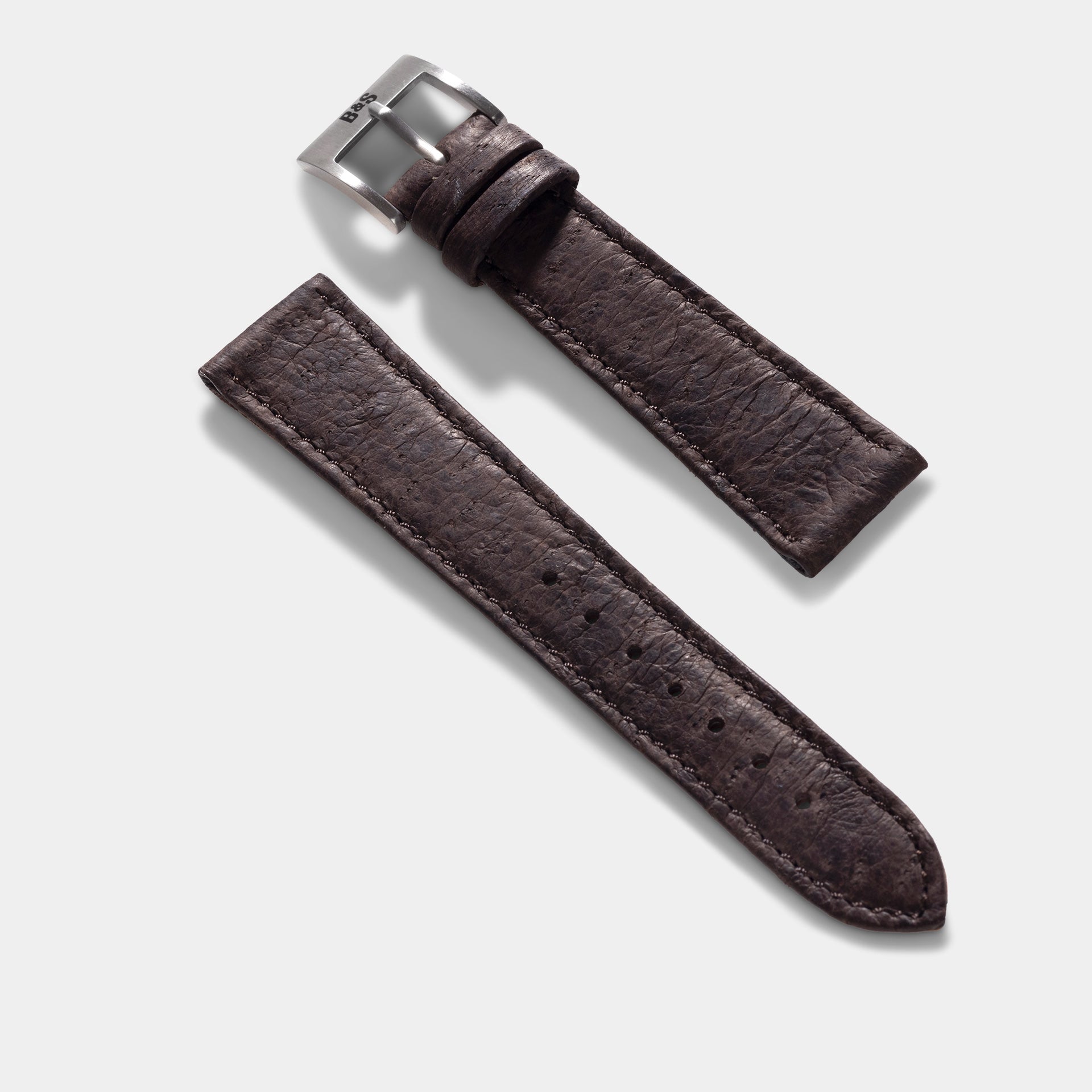 Slim Peccary Dark Brown Leather Watch Strap