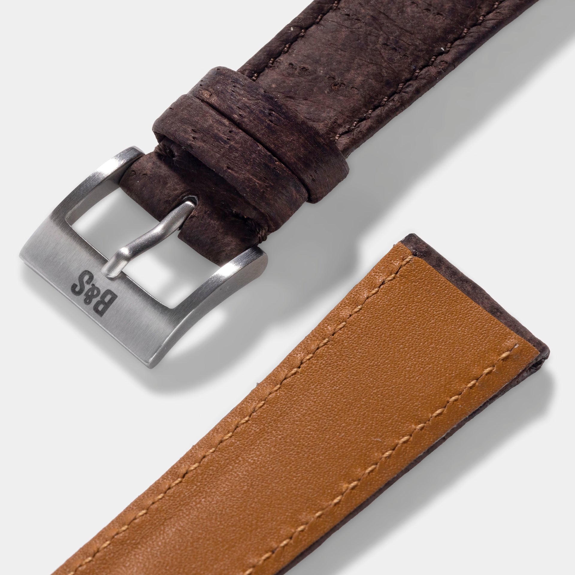 Slim Peccary Dark Brown Leather Watch Strap