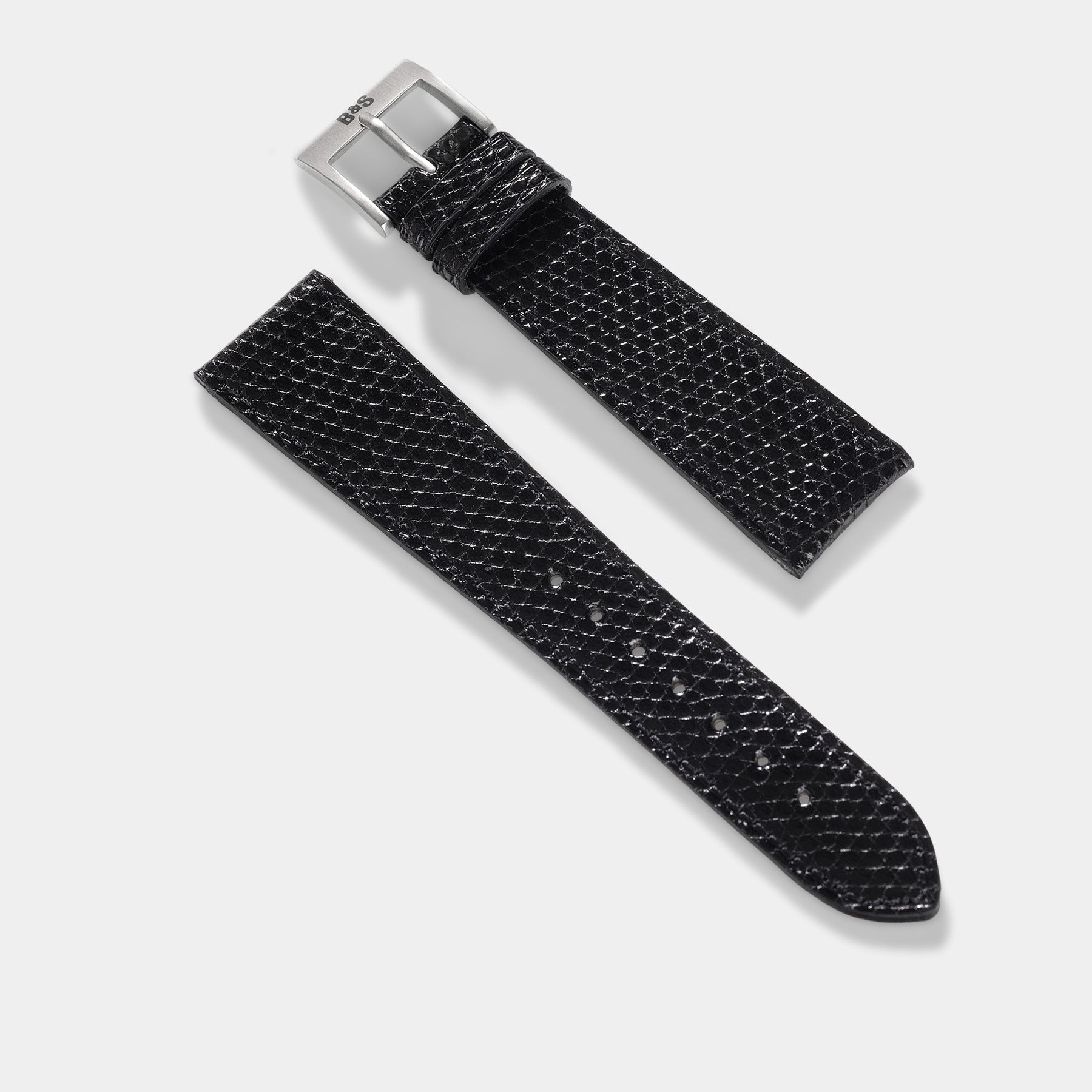 Slim Brilliant Black Lizard Leather Watch Strap