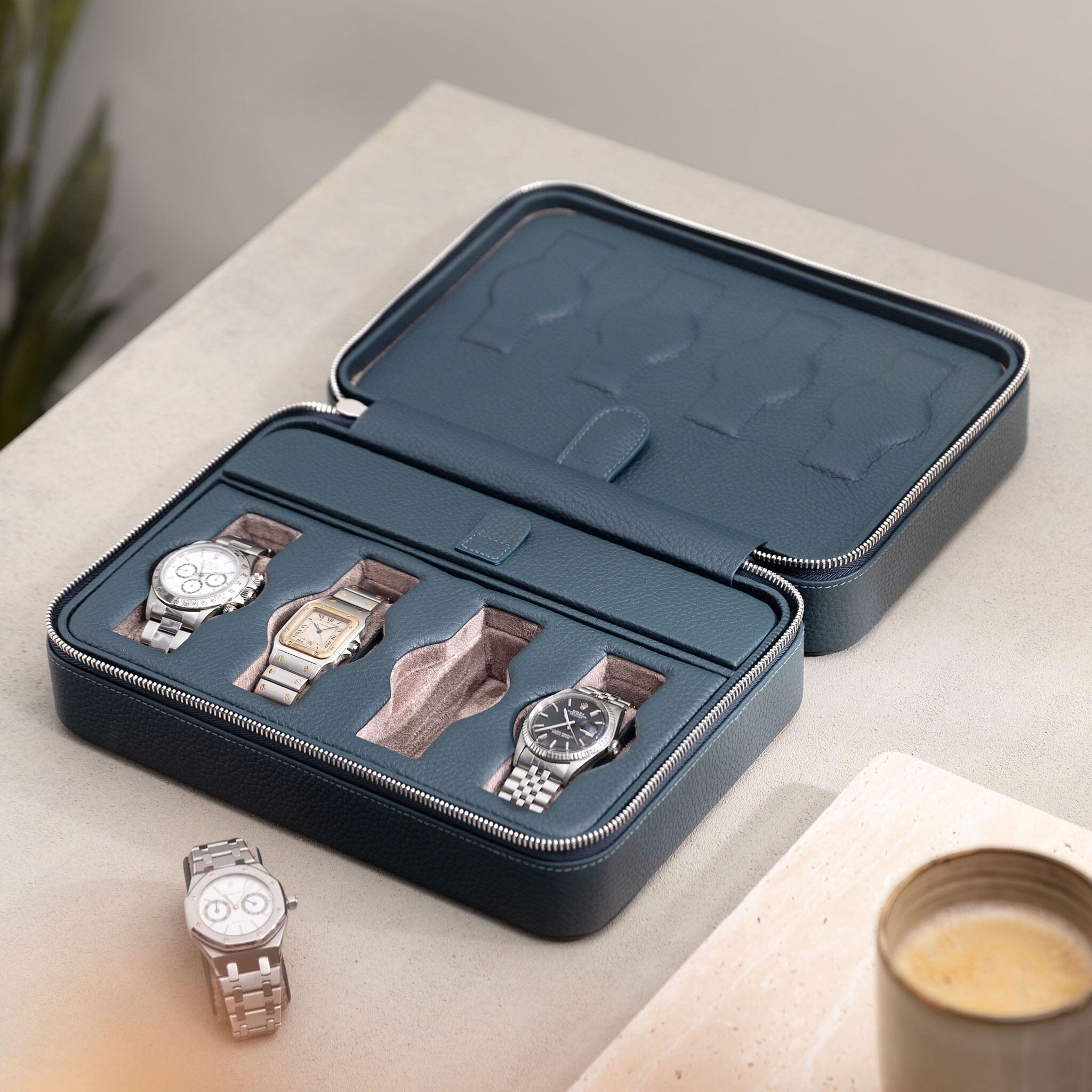 Prussian Blue Luxury Leather Watch Box