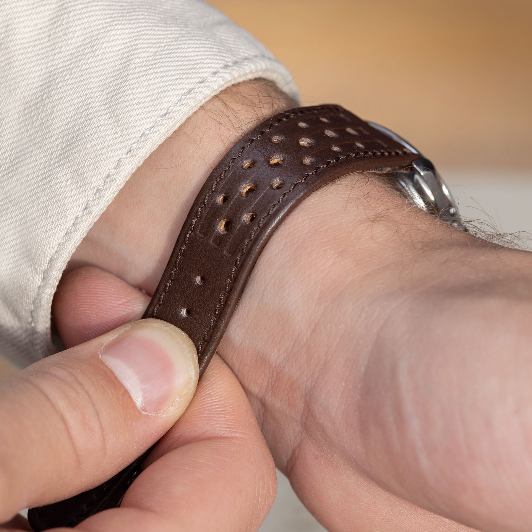 Racing Dark Brown Speedy Leather Watch Strap