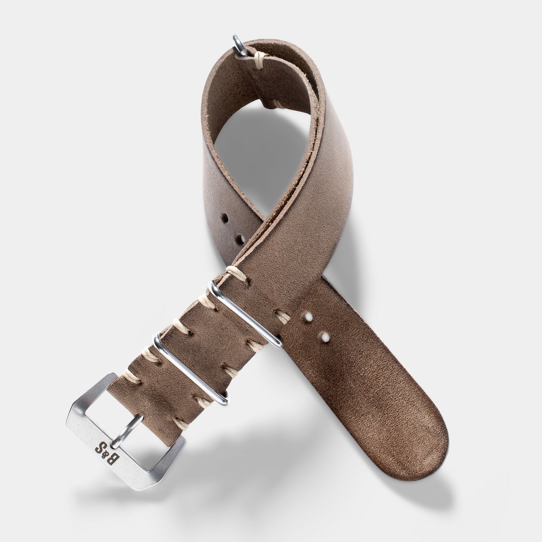 Smoke Grey Single Pass Leather Watch Strap