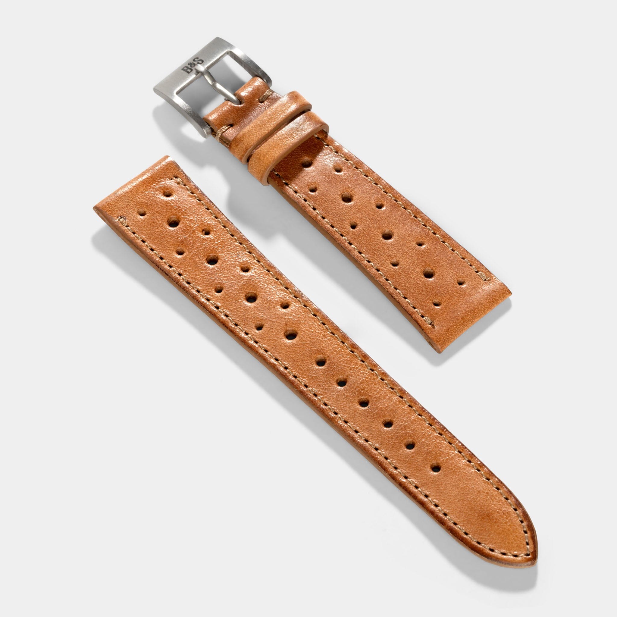 Racing Caramel Brown Leather Watch Strap