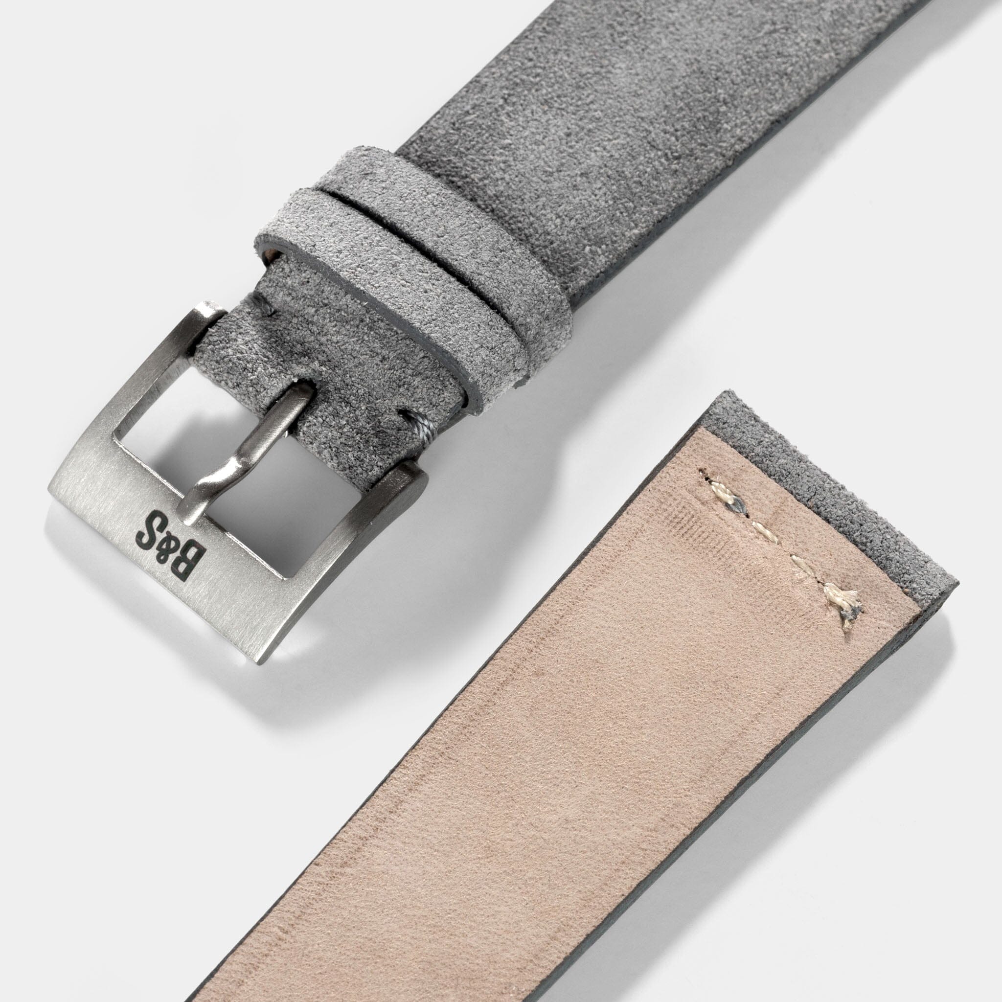 Grey Silky Suede Leather Watch Strap