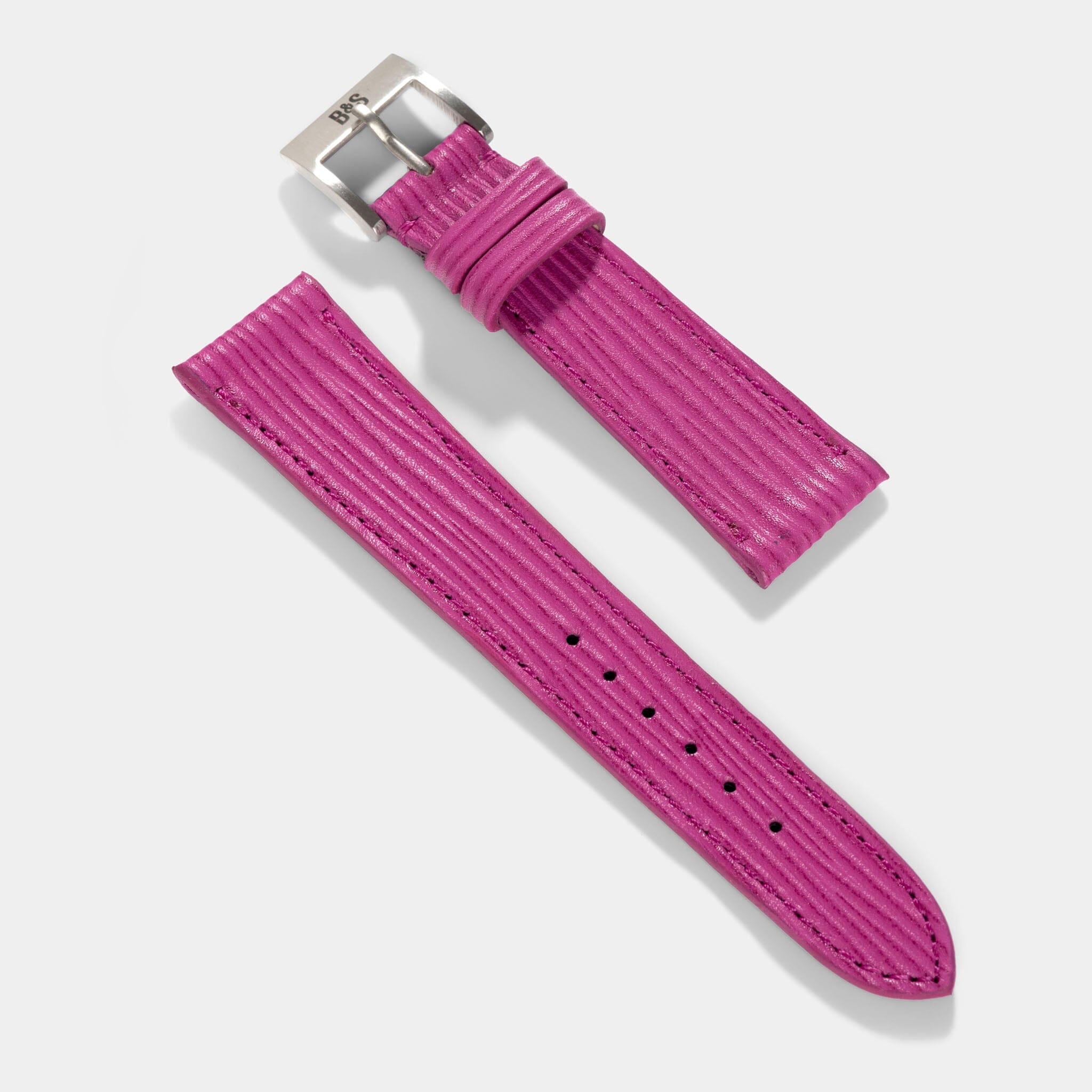 Berry Boarded Leather Watch Strap