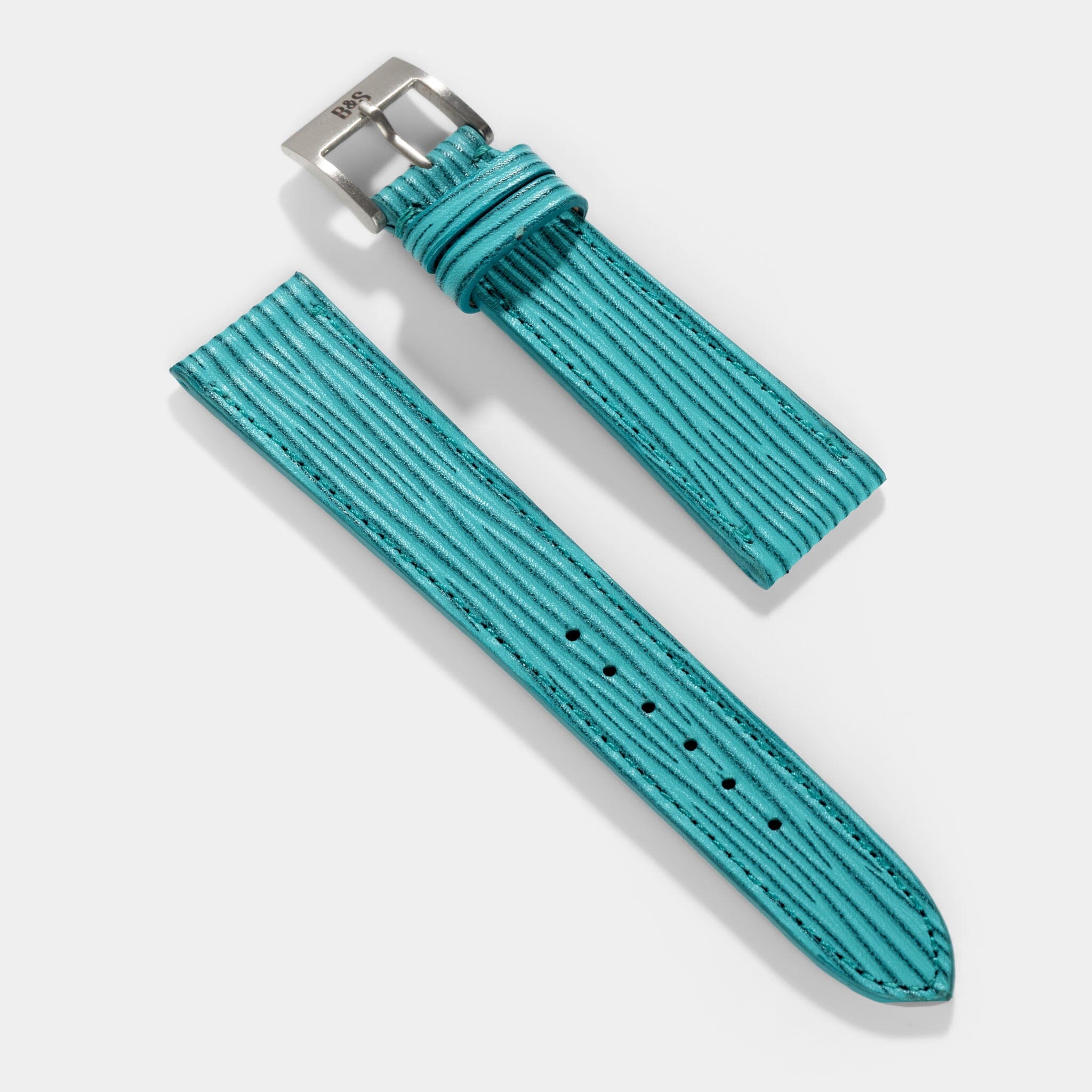 Aqua Boarded Leather Watch Strap