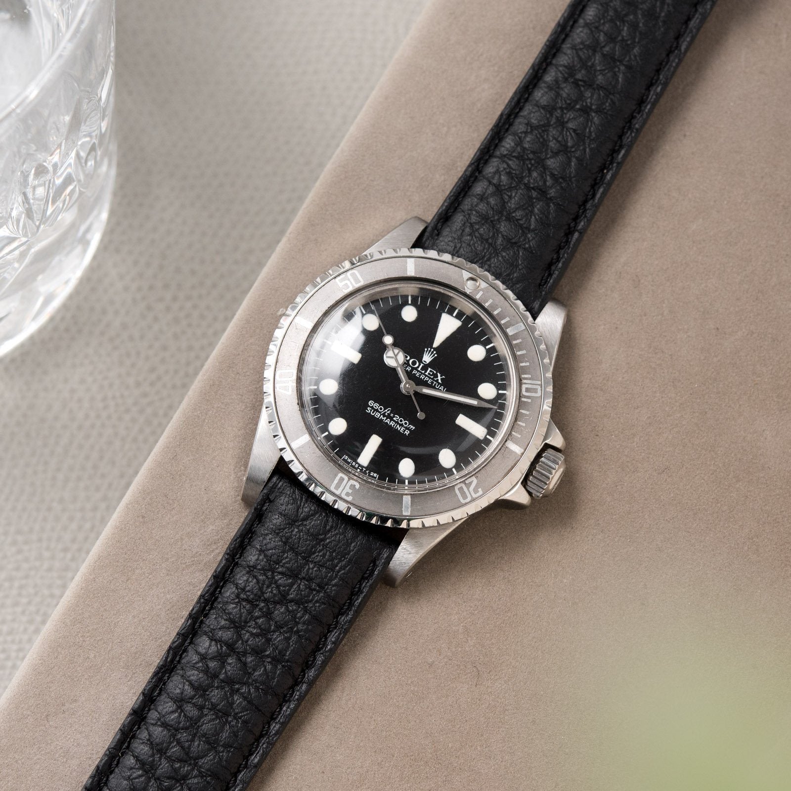 Taurillon Black Leather Watch Strap