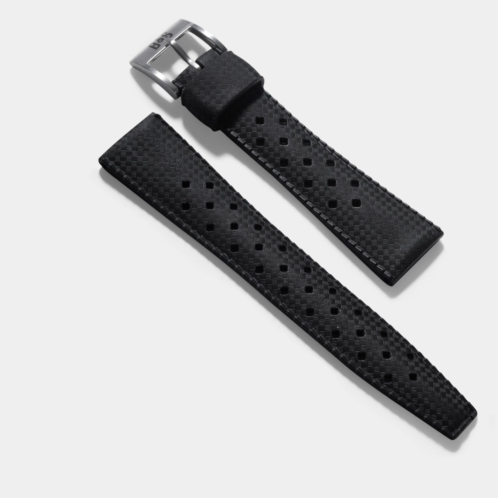 Nautic Basket Weave Black Rubber Style Watch Strap