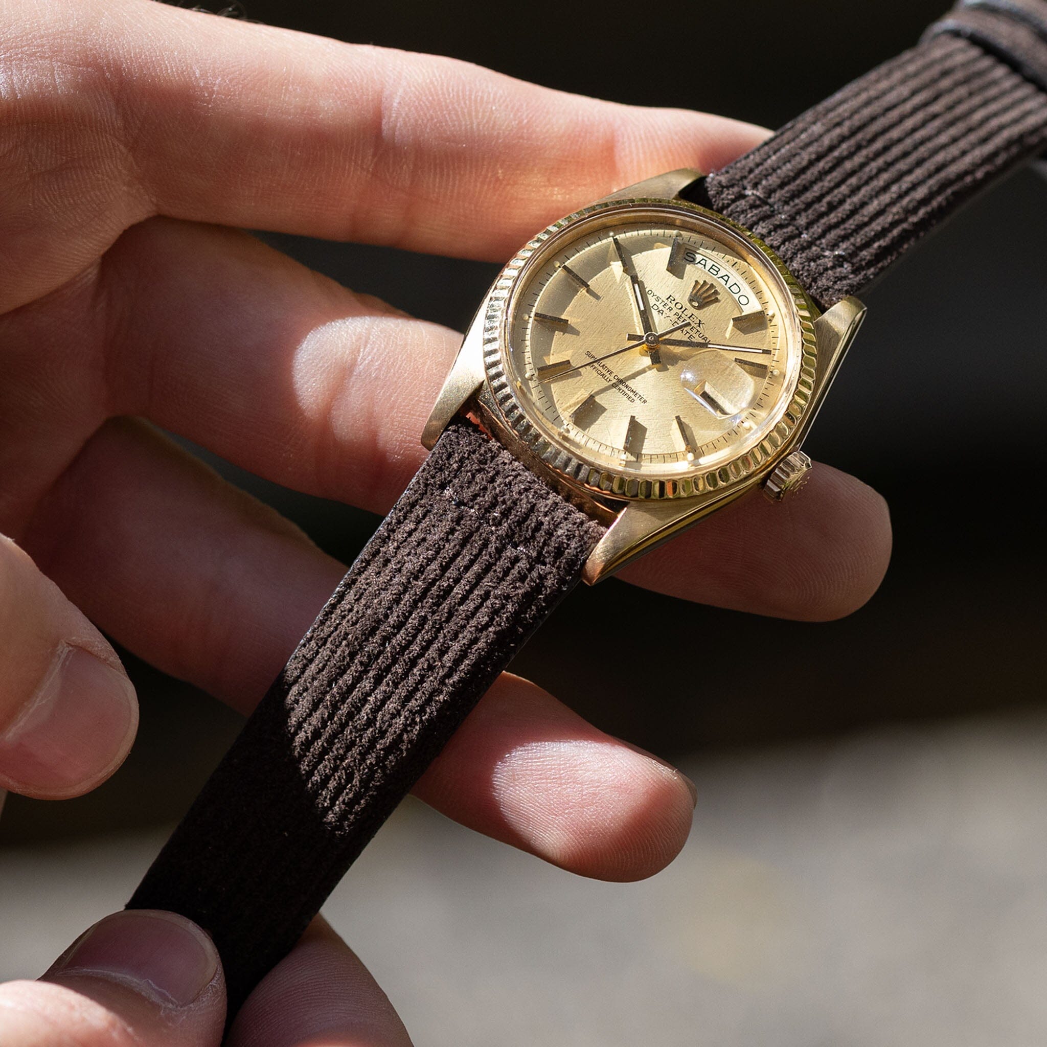 Velvet Style Brown Suede Leather Watch Strap