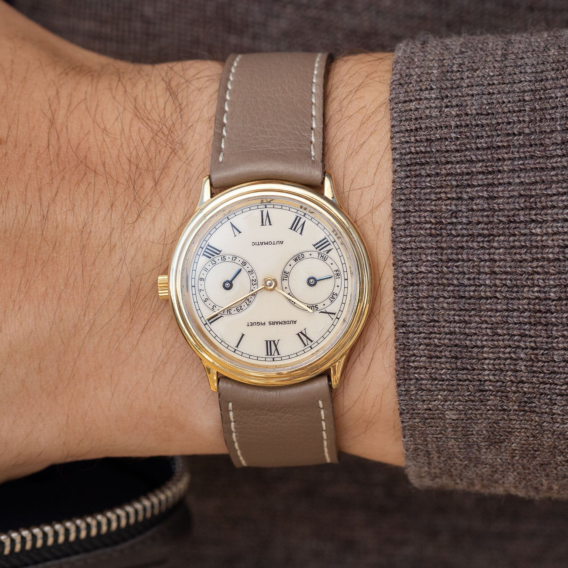 Taupe Grey Leather Watch Strap